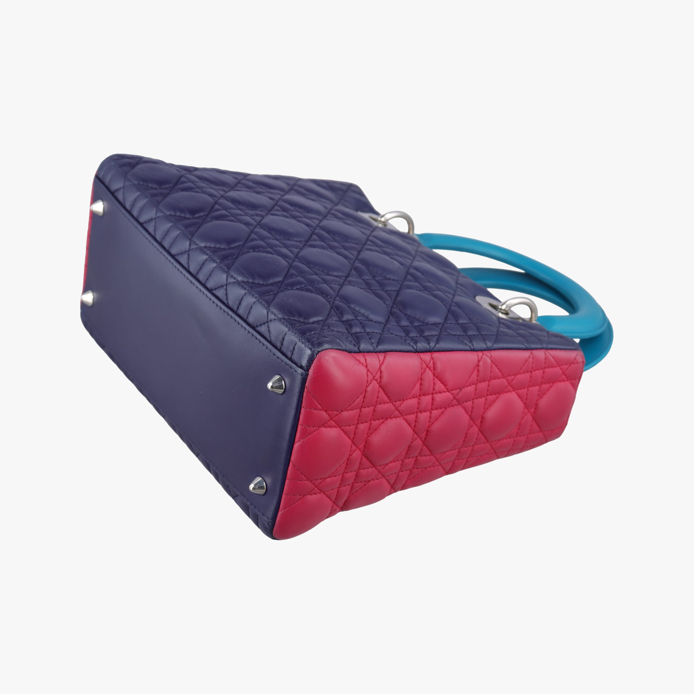 Vintage Christian Dior Lady Dior Navy×Pink×Light Blue lambskin  handbag | stylenewstar
