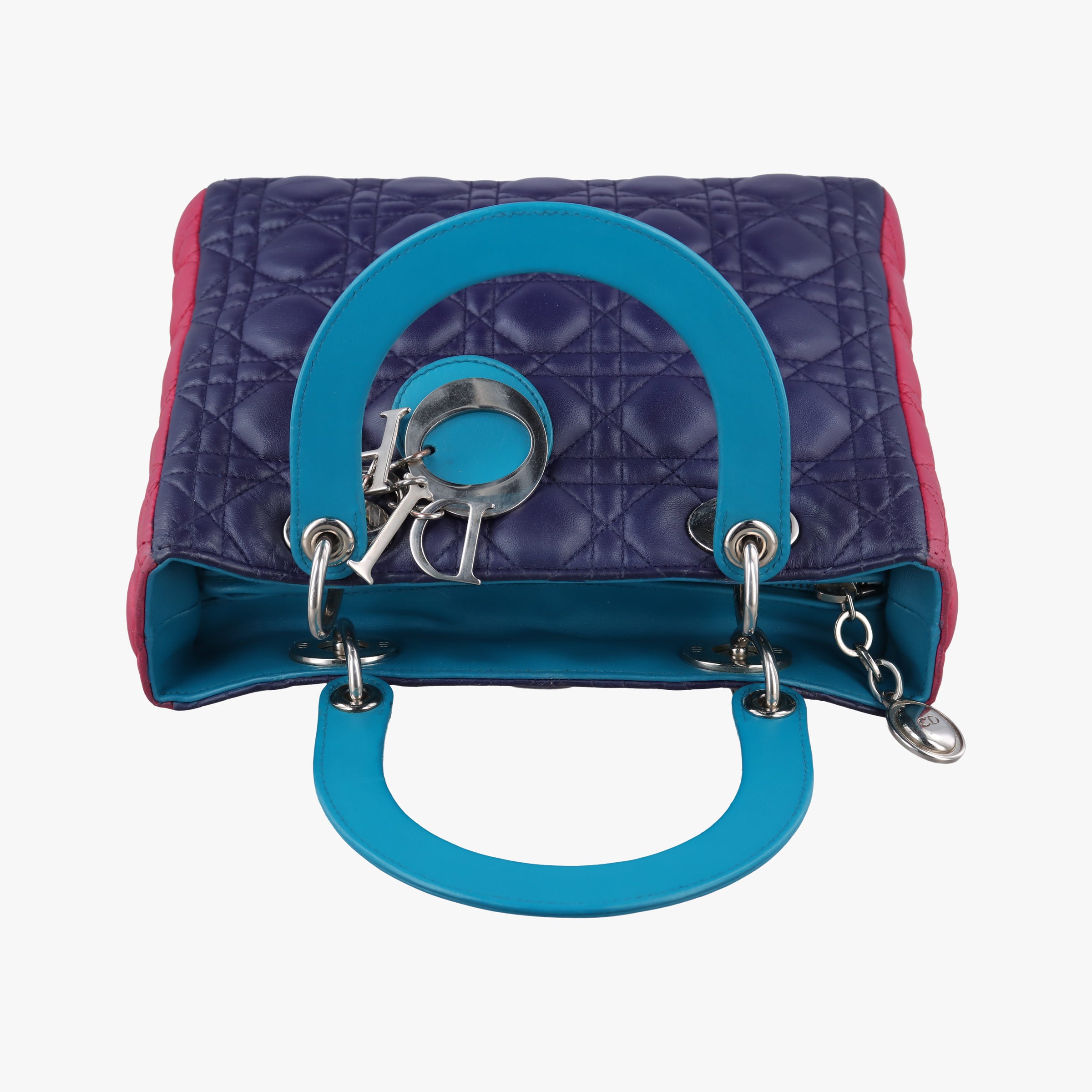 Vintage Christian Dior Lady Dior Navy×Pink×Light Blue lambskin  handbag | stylenewstar