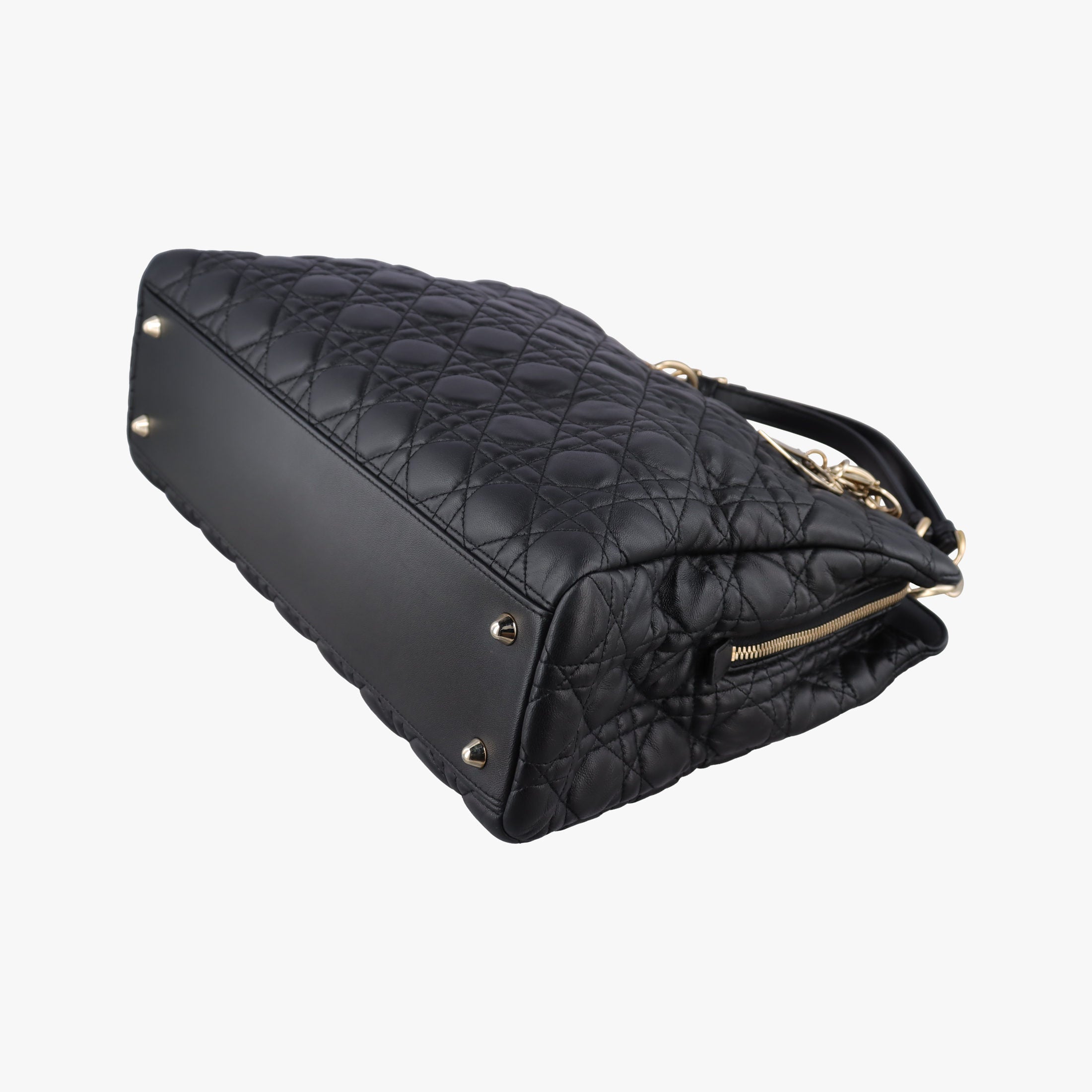 Pre-owned Christian Dior Cannage Dior Soft Shopping Black lambskin  shoulderbag | stylenewstar