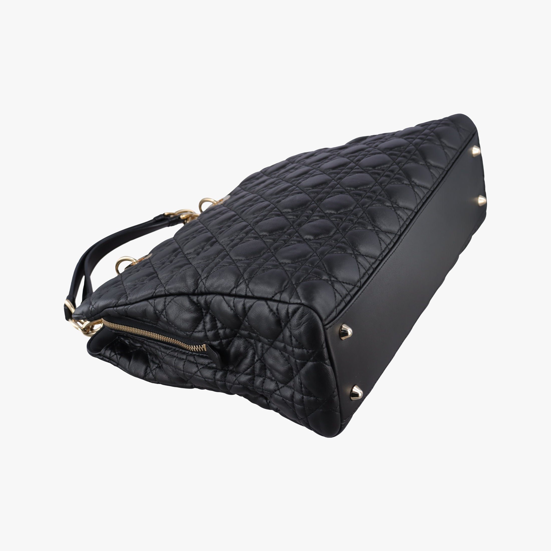 Pre-owned Christian Dior Cannage Dior Soft Shopping Black lambskin  shoulderbag | stylenewstar