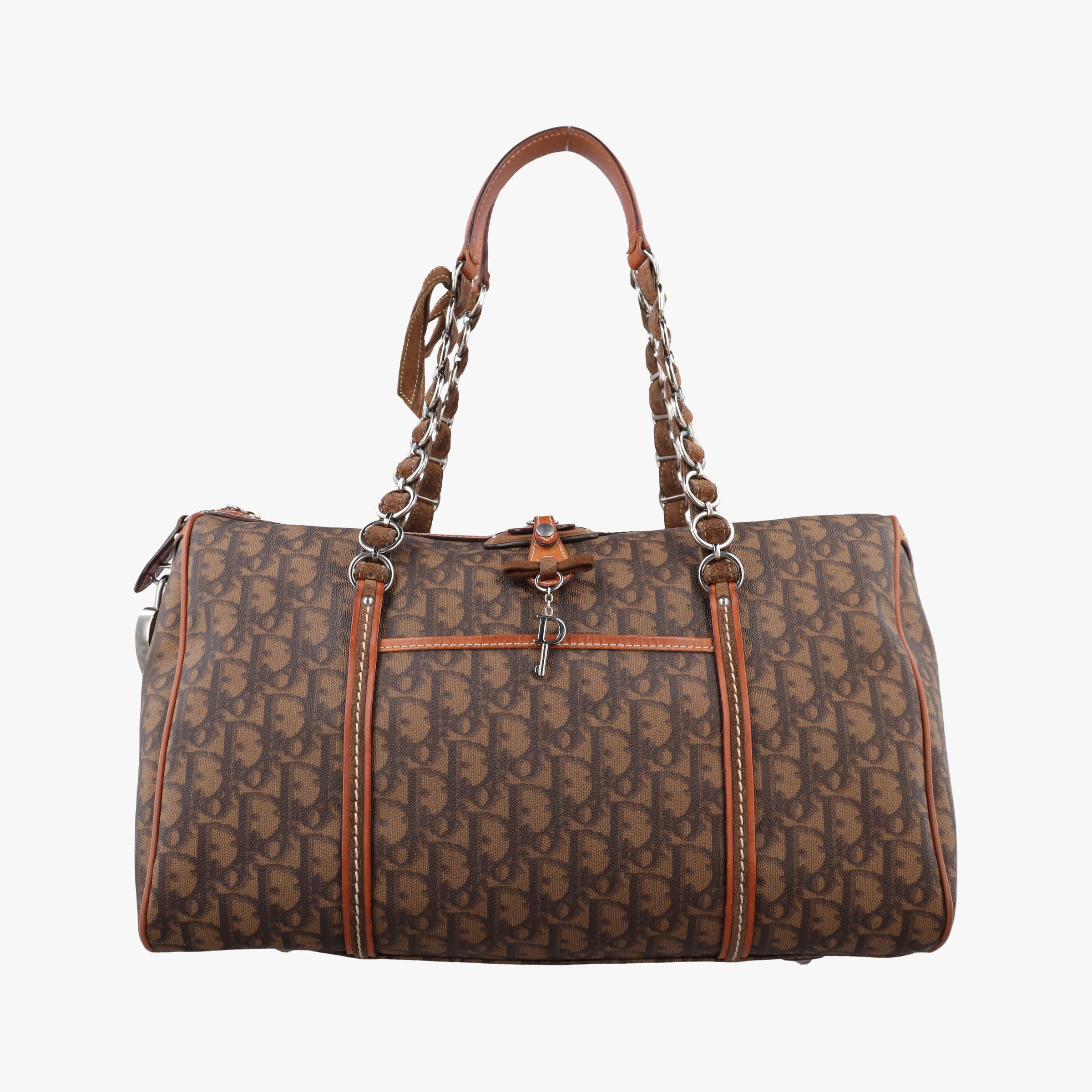 Pre-owned Christian Dior Trotter Romantique  Bow Brown×Multicolour PVC coated canvas×Leather  handbag | stylenewstar