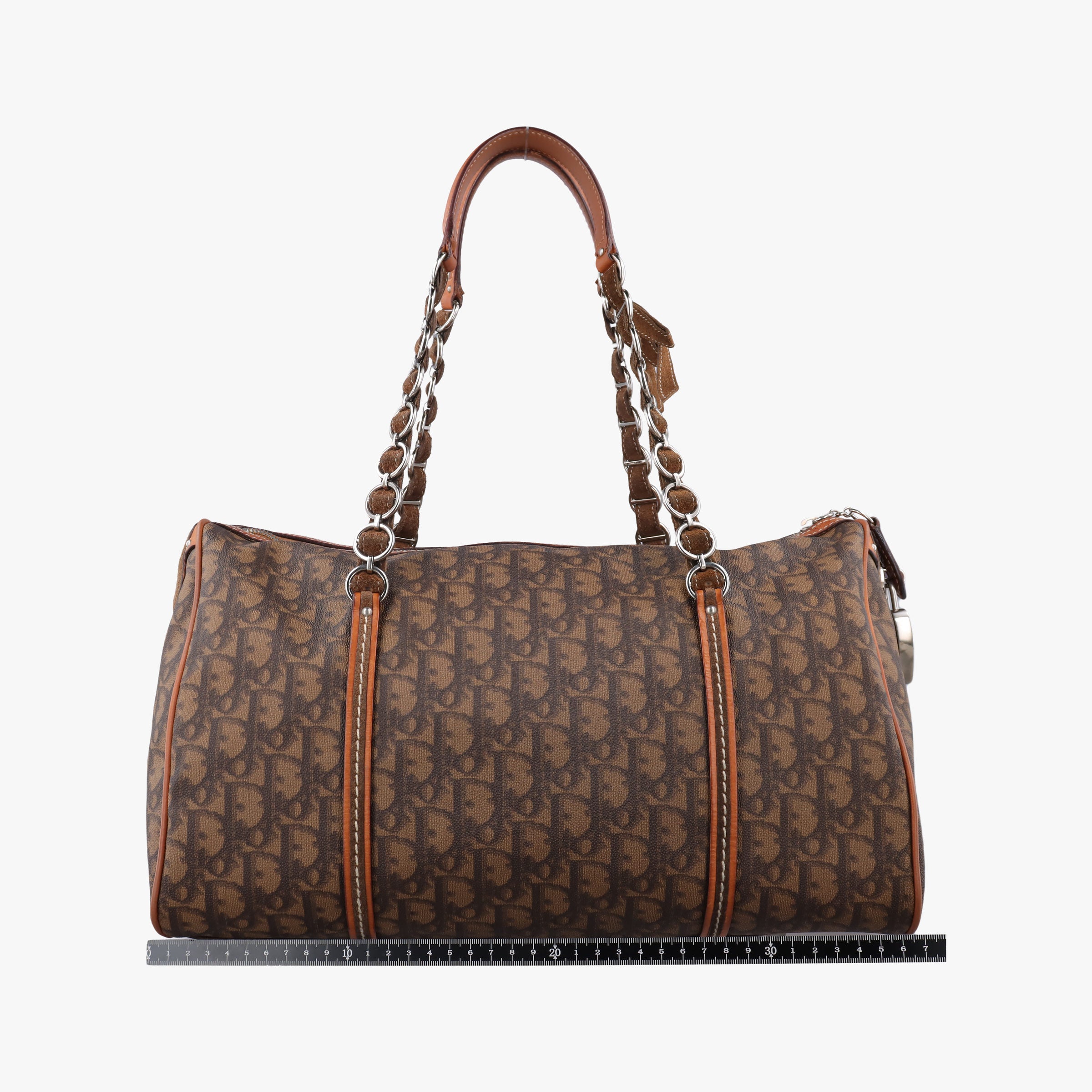 Pre-owned Christian Dior Trotter Romantique  Bow Brown×Multicolour PVC coated canvas×Leather  handbag | stylenewstar