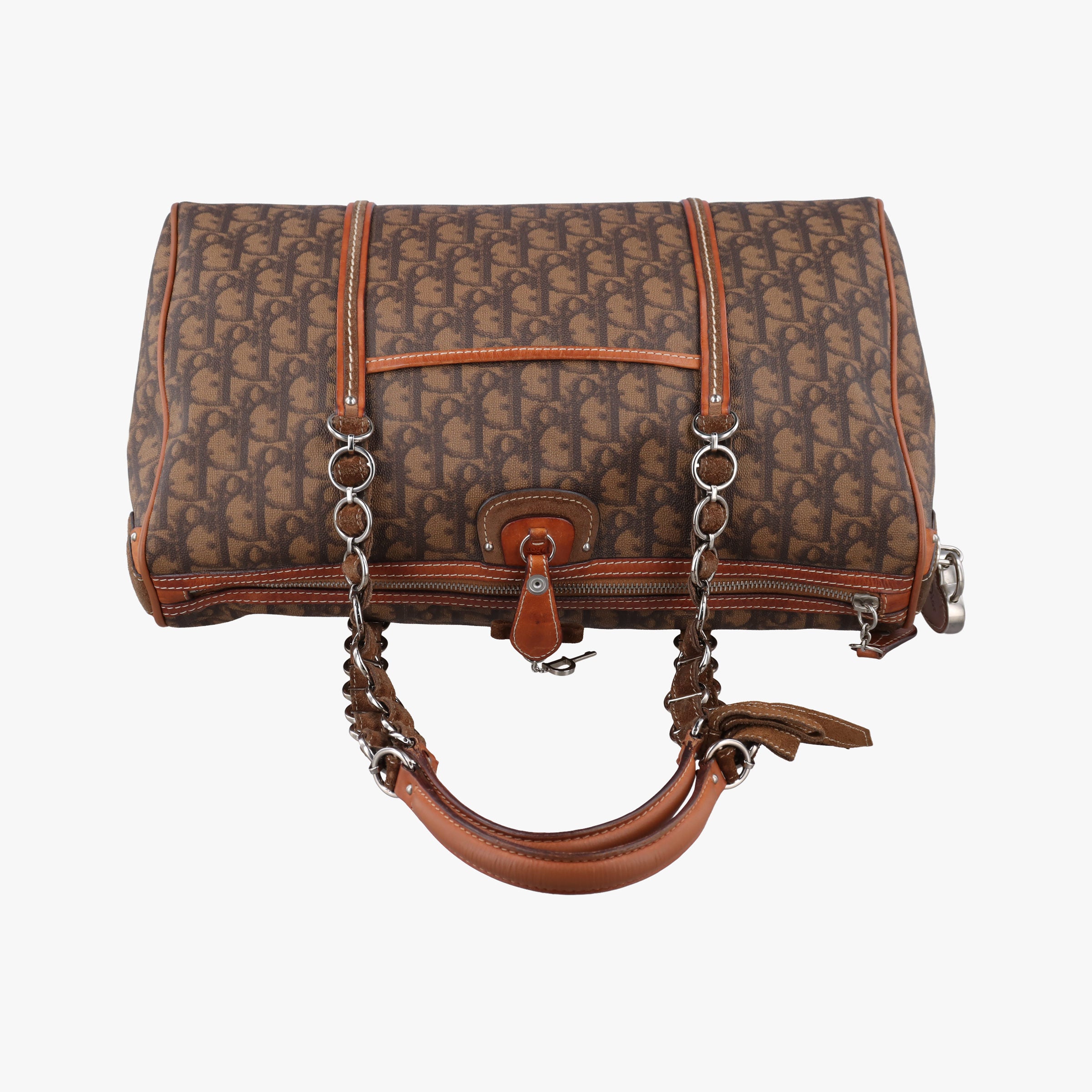 Pre-owned Christian Dior Trotter Romantique  Bow Brown×Multicolour PVC coated canvas×Leather  handbag | stylenewstar