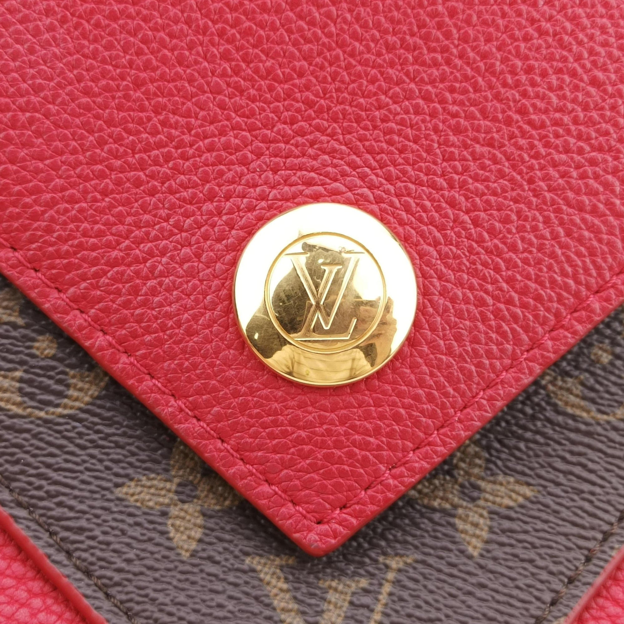 Pre-owned Louis Vuitton DOUBLE V ruby Monogram Canvas ácalf leather M54624 shoulderbag | stylenewstar