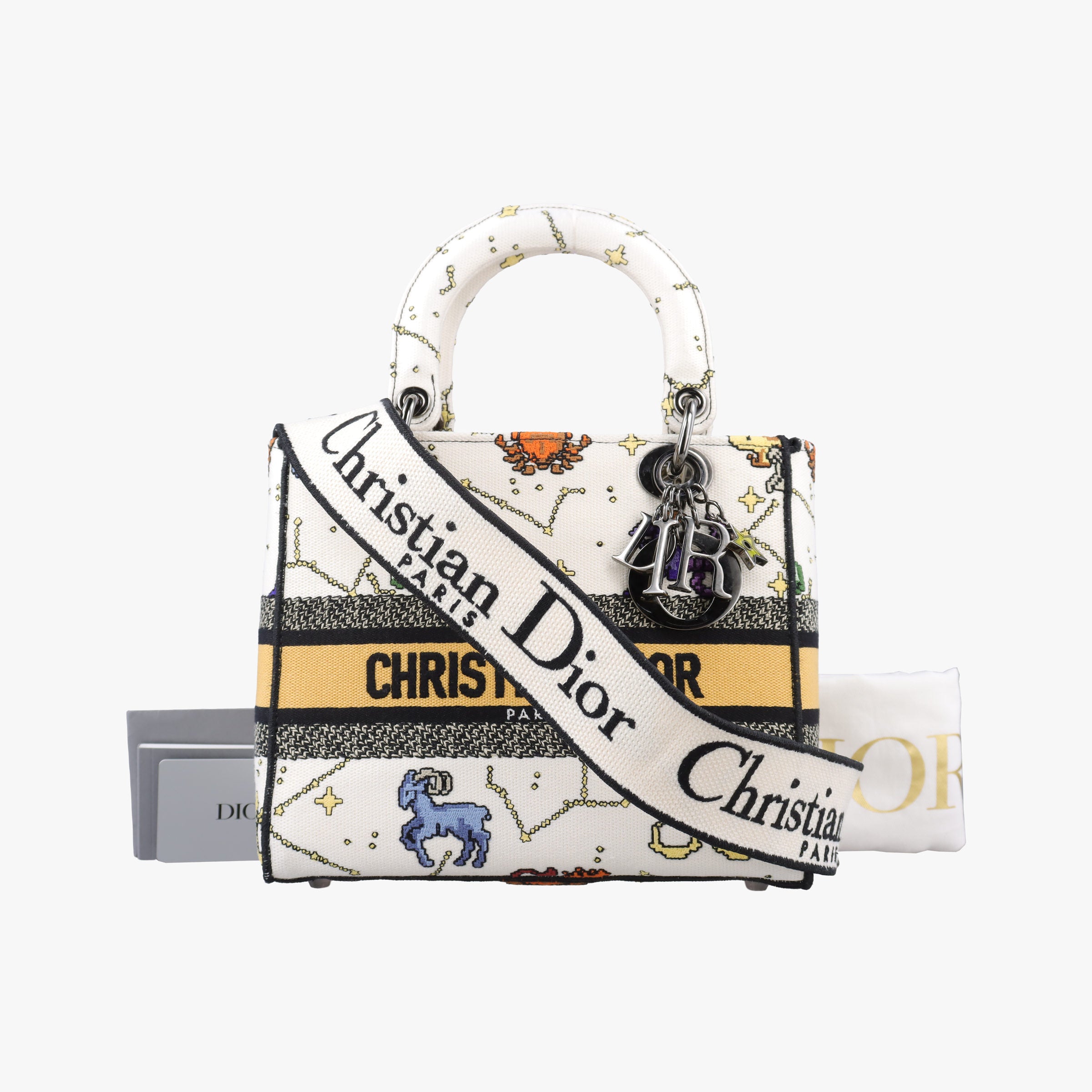 Vintage Christian Dior Lady D-Lite Ecru Multicolor Canvas  shoulderbag | stylenewstar