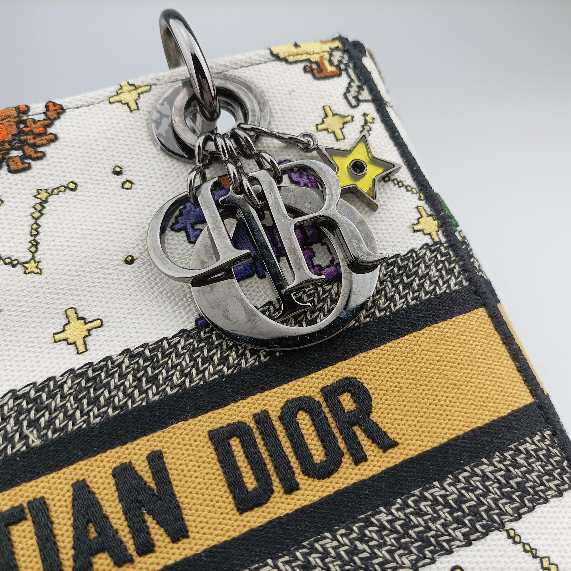 Vintage Christian Dior Lady D-Lite Ecru Multicolor Canvas  shoulderbag | stylenewstar