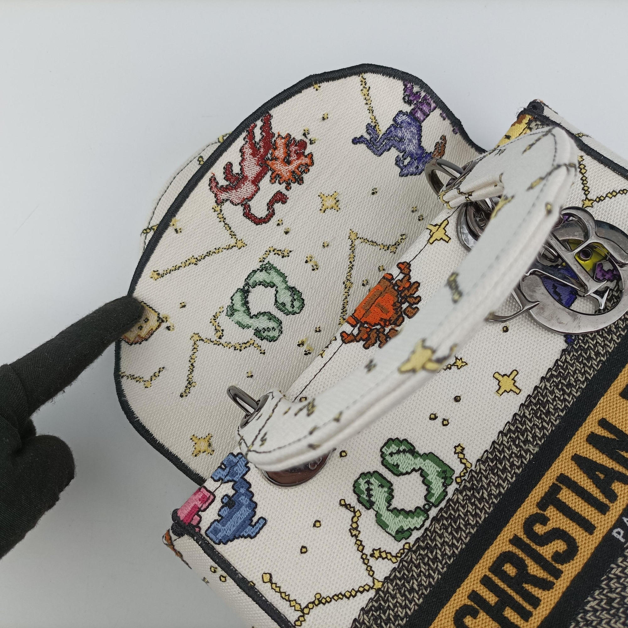 Vintage Christian Dior Lady D-Lite Ecru Multicolor Canvas  shoulderbag | stylenewstar