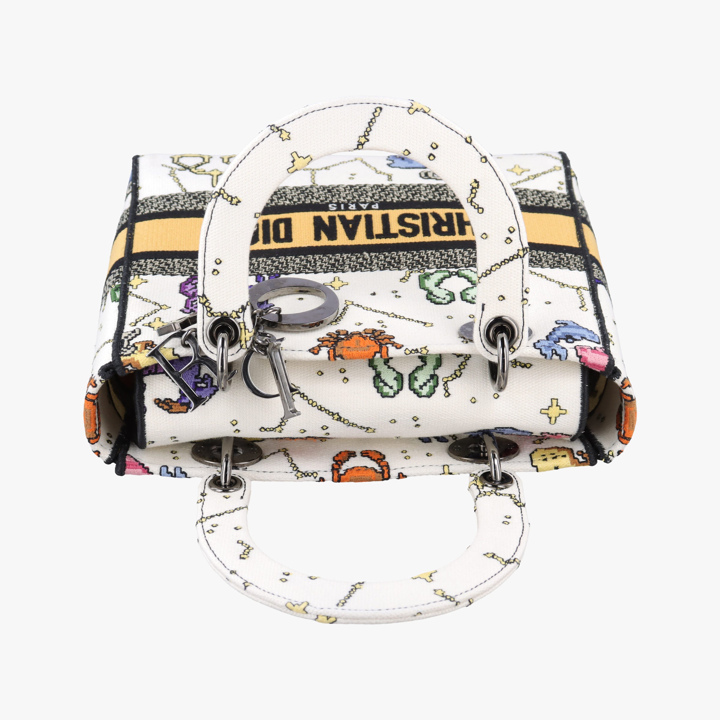Vintage Christian Dior Lady D-Lite Ecru Multicolor Canvas  shoulderbag | stylenewstar