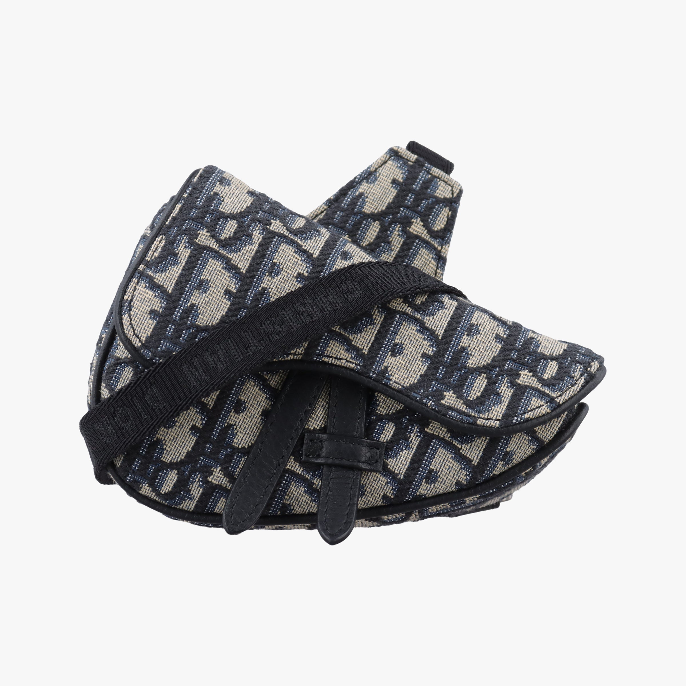 Pre-owned Christian Dior saddle Navy×Gray Jacquard  bum bag/waist bag | stylenewstar