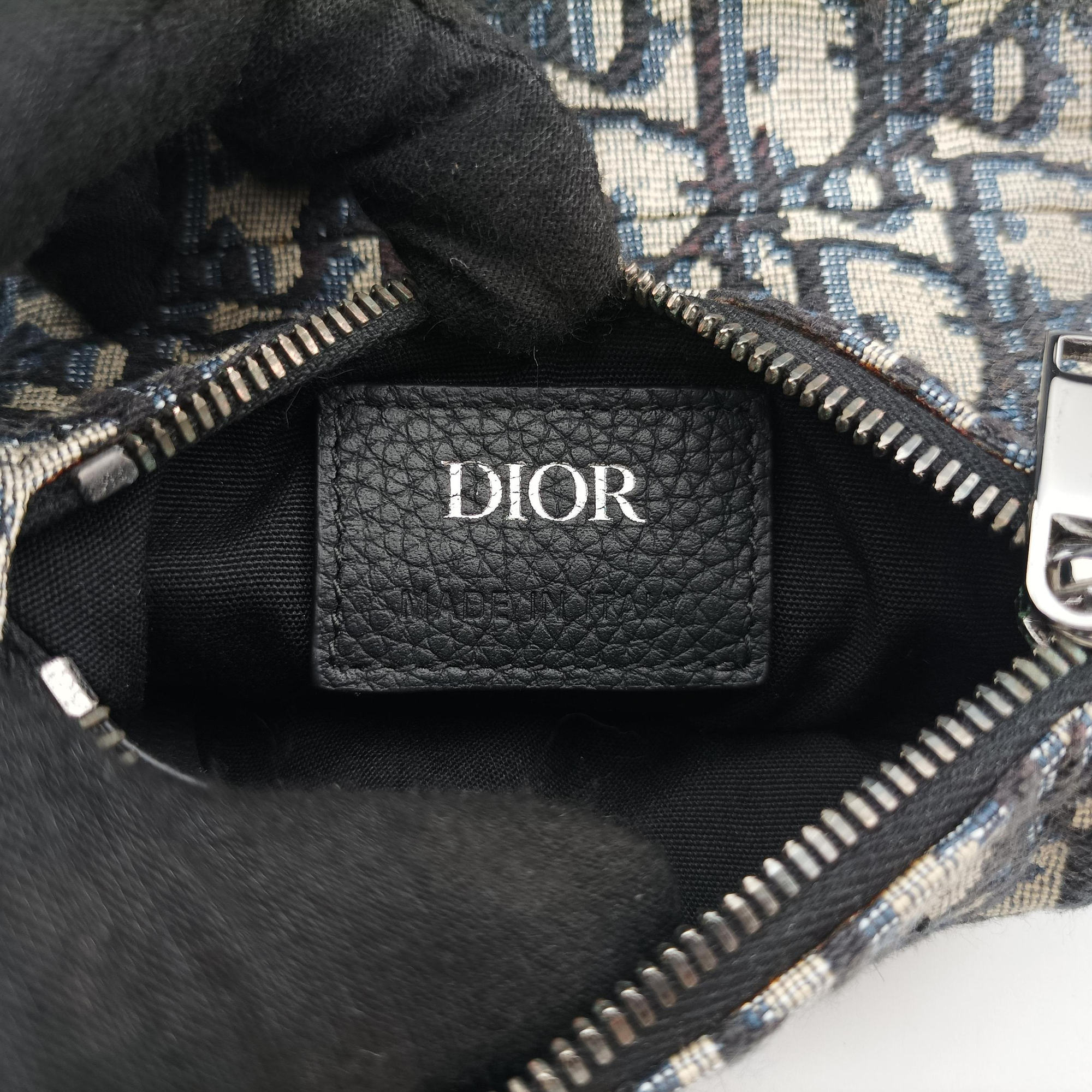 Pre-owned Christian Dior saddle Navy×Gray Jacquard  bum bag/waist bag | stylenewstar