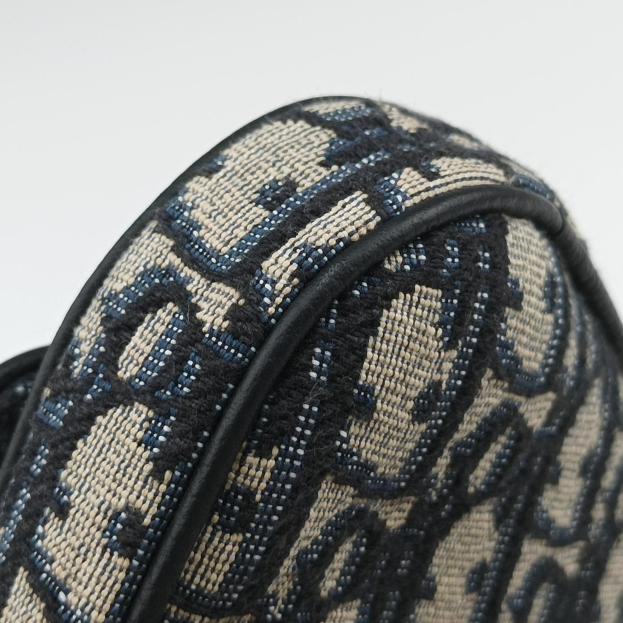 Pre-owned Christian Dior saddle Navy×Gray Jacquard  bum bag/waist bag | stylenewstar