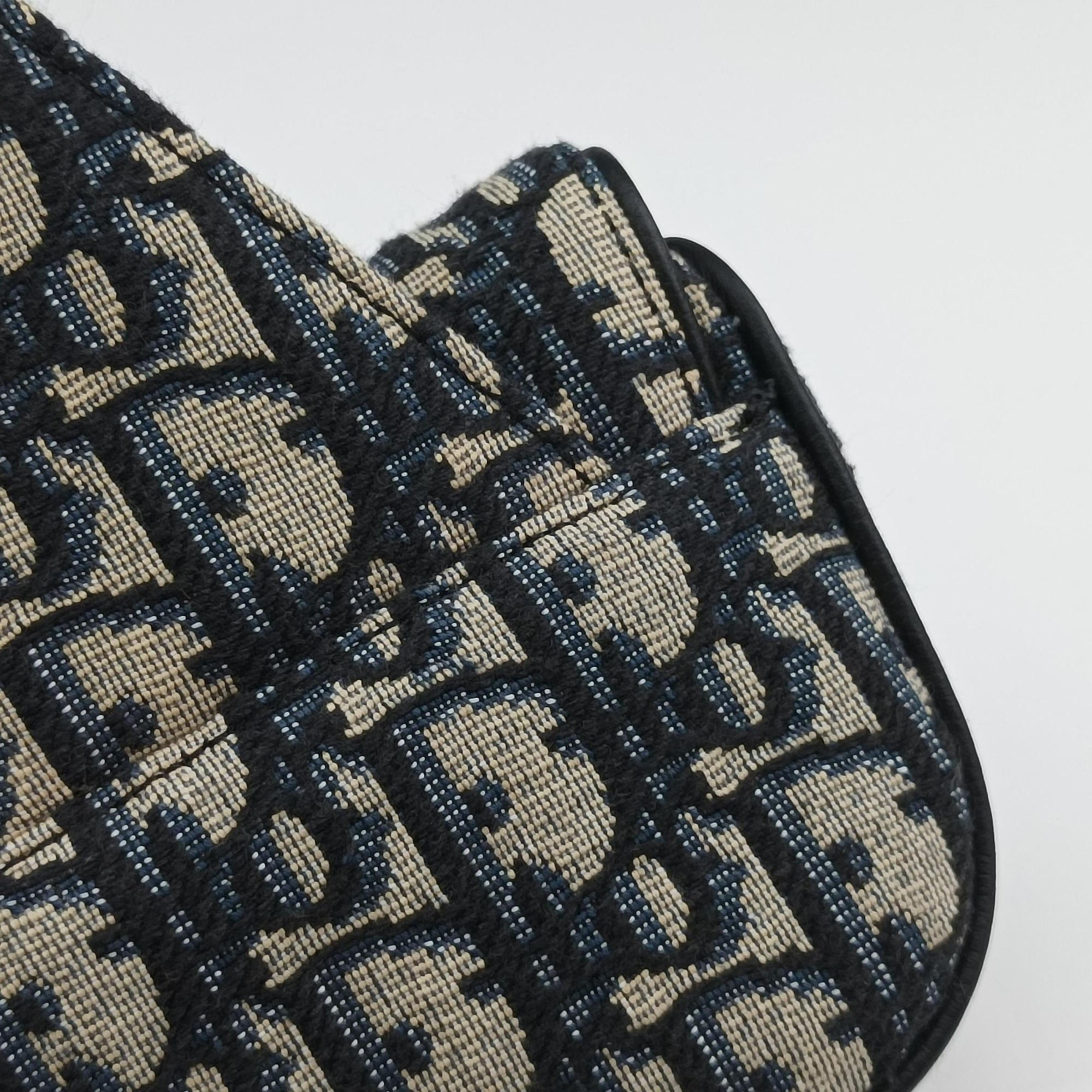 Pre-owned Christian Dior saddle Navy×Gray Jacquard  bum bag/waist bag | stylenewstar