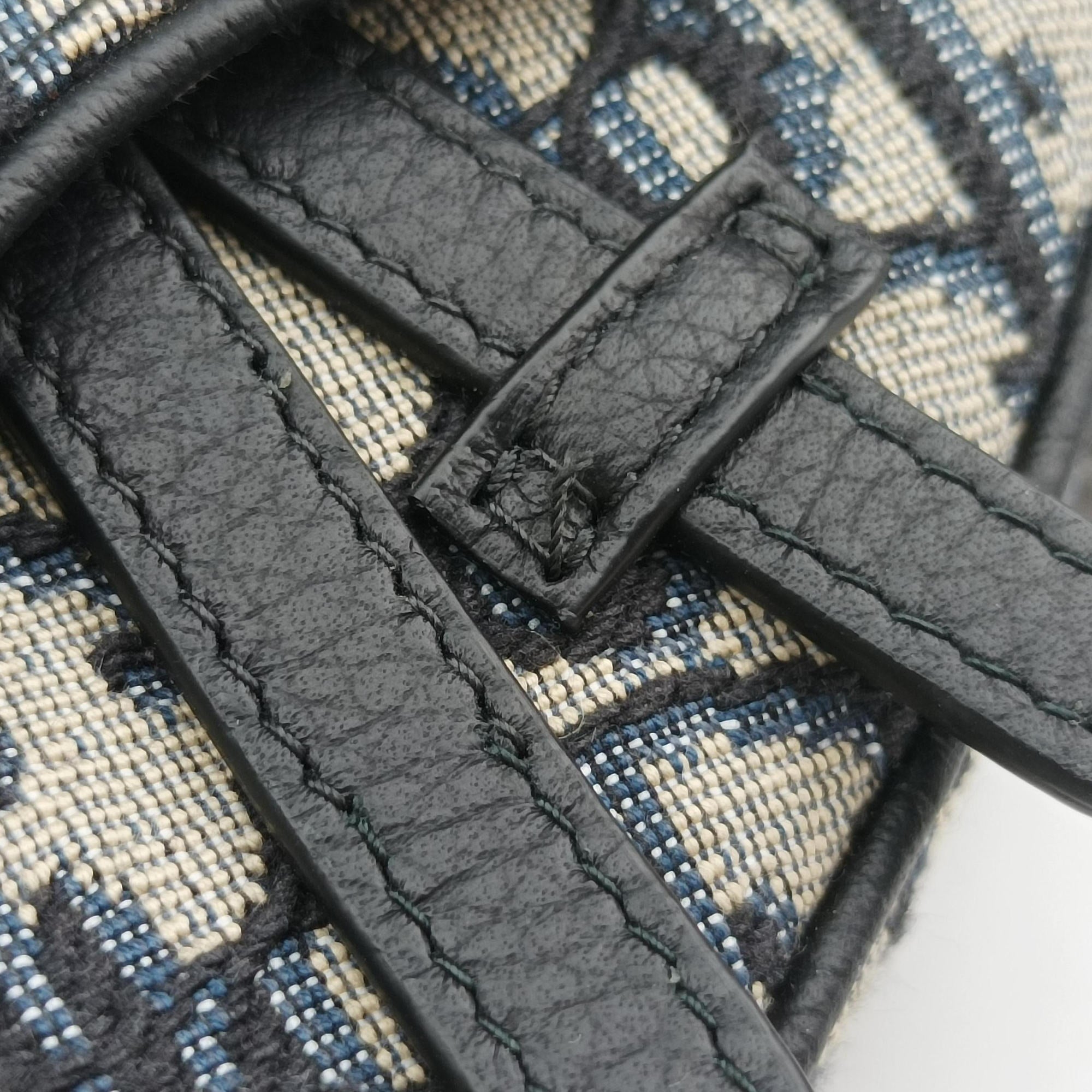 Pre-owned Christian Dior saddle Navy×Gray Jacquard  bum bag/waist bag | stylenewstar