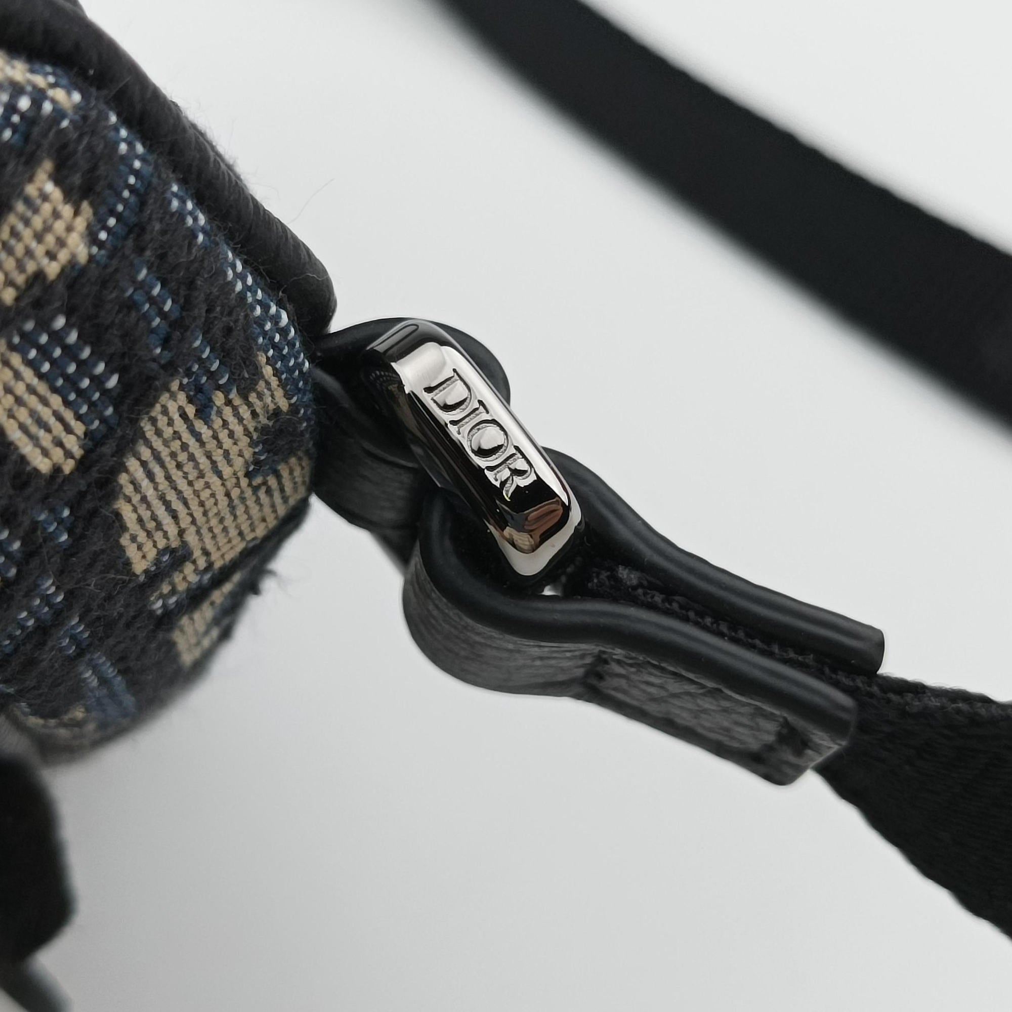 Pre-owned Christian Dior saddle Navy×Gray Jacquard  bum bag/waist bag | stylenewstar