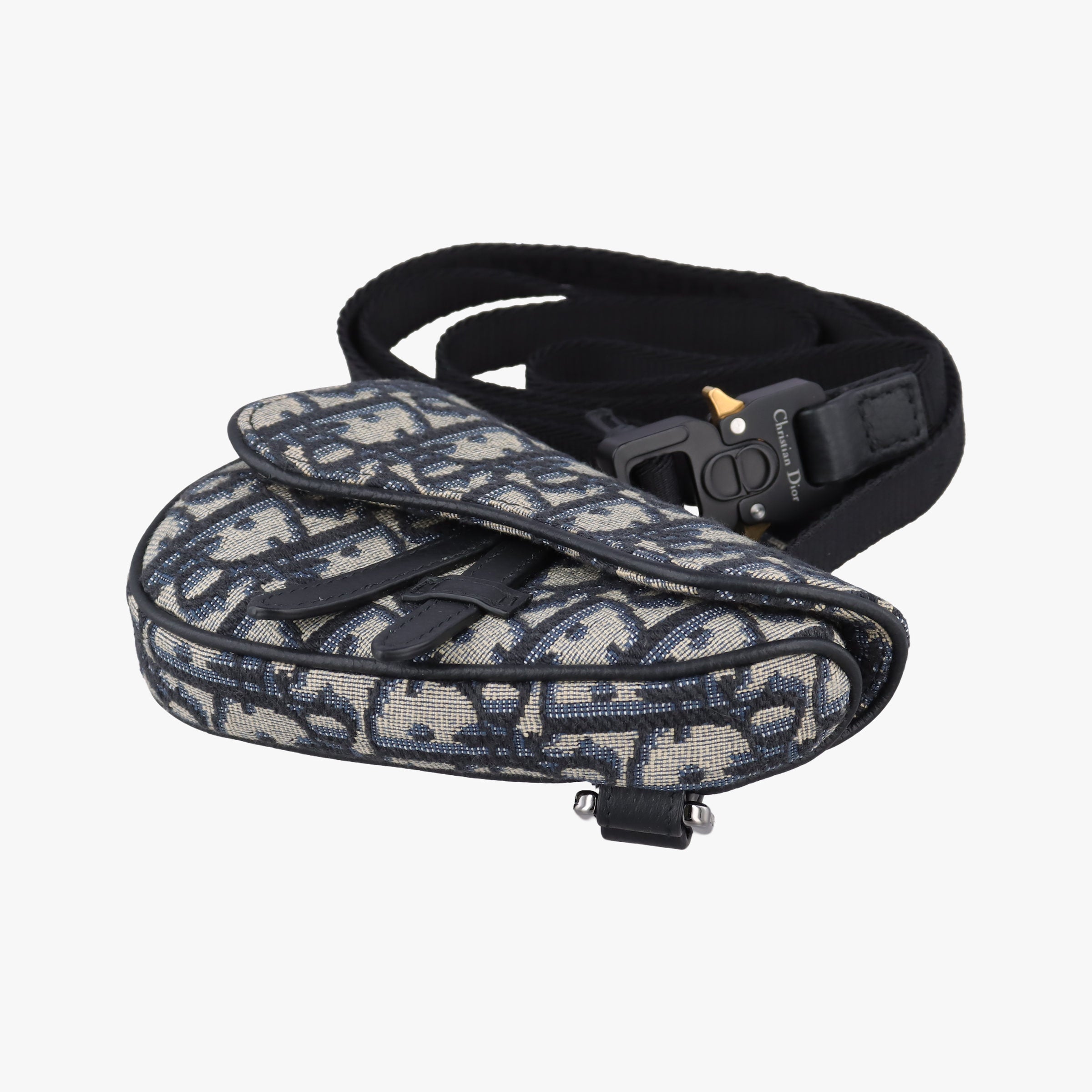 Pre-owned Christian Dior saddle Navy×Gray Jacquard  bum bag/waist bag | stylenewstar