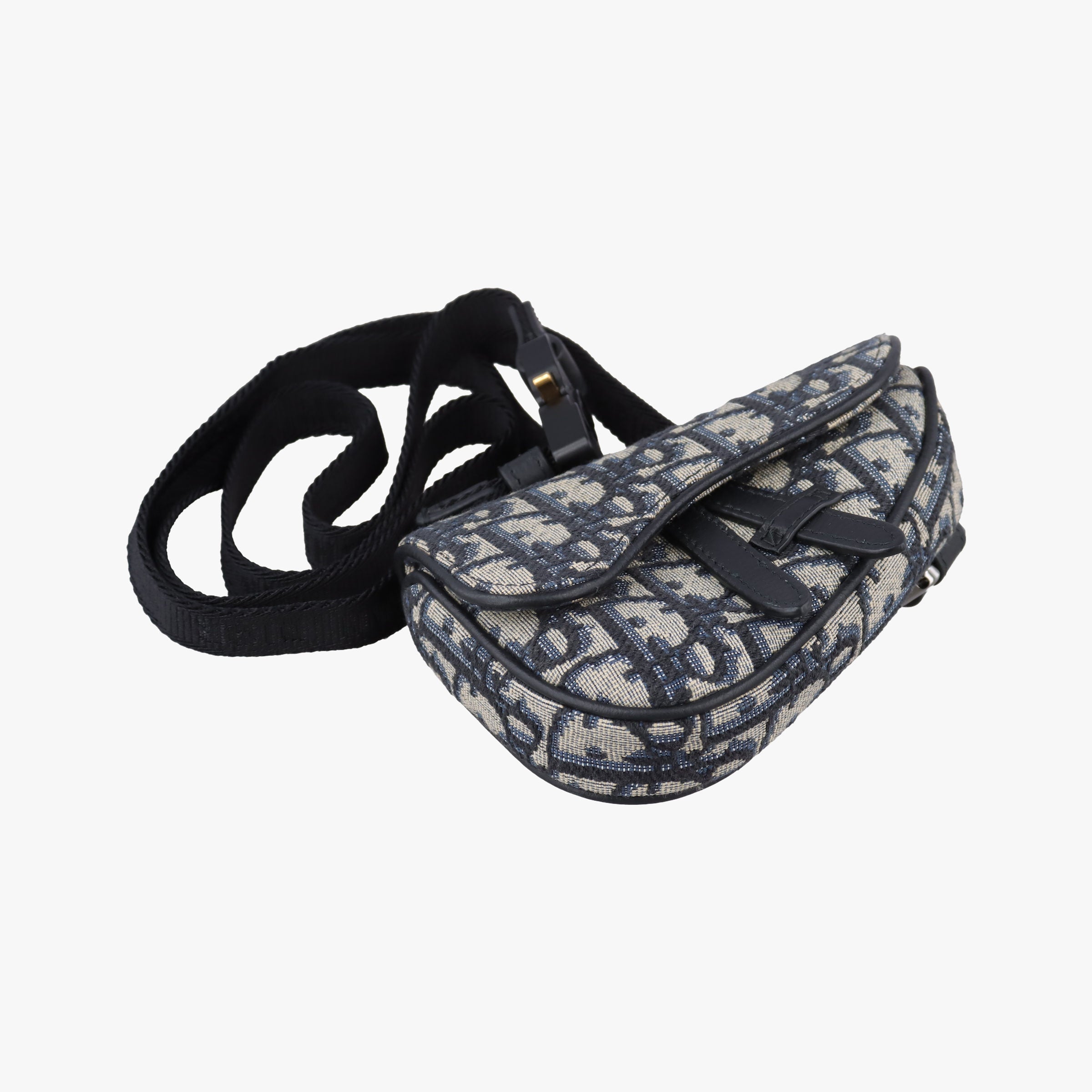 Pre-owned Christian Dior saddle Navy×Gray Jacquard  bum bag/waist bag | stylenewstar
