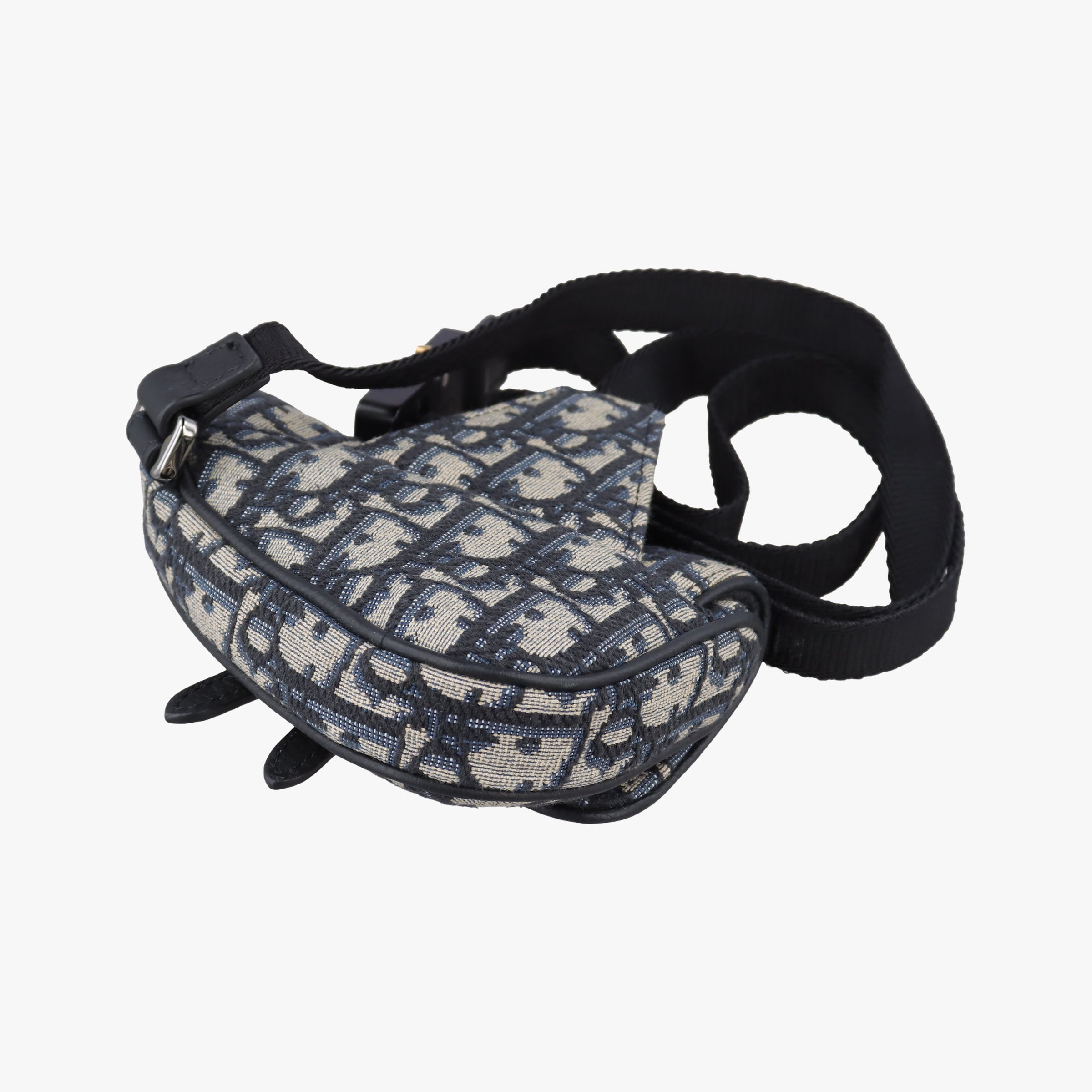 Pre-owned Christian Dior saddle Navy×Gray Jacquard  bum bag/waist bag | stylenewstar