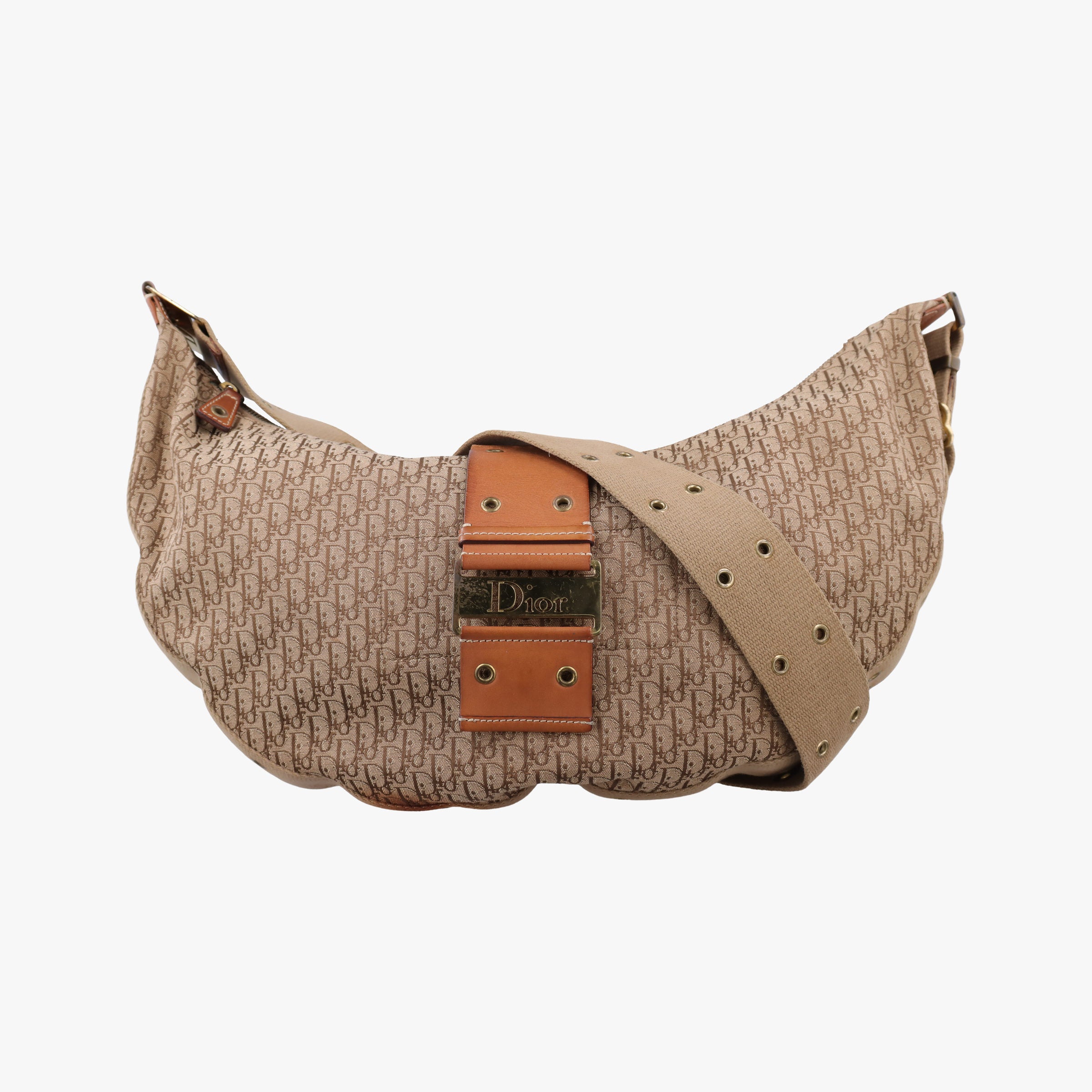 Secondhand Christian Dior Street Chic Beige×Camel canvasxleather  shoulderbag | stylenewstar