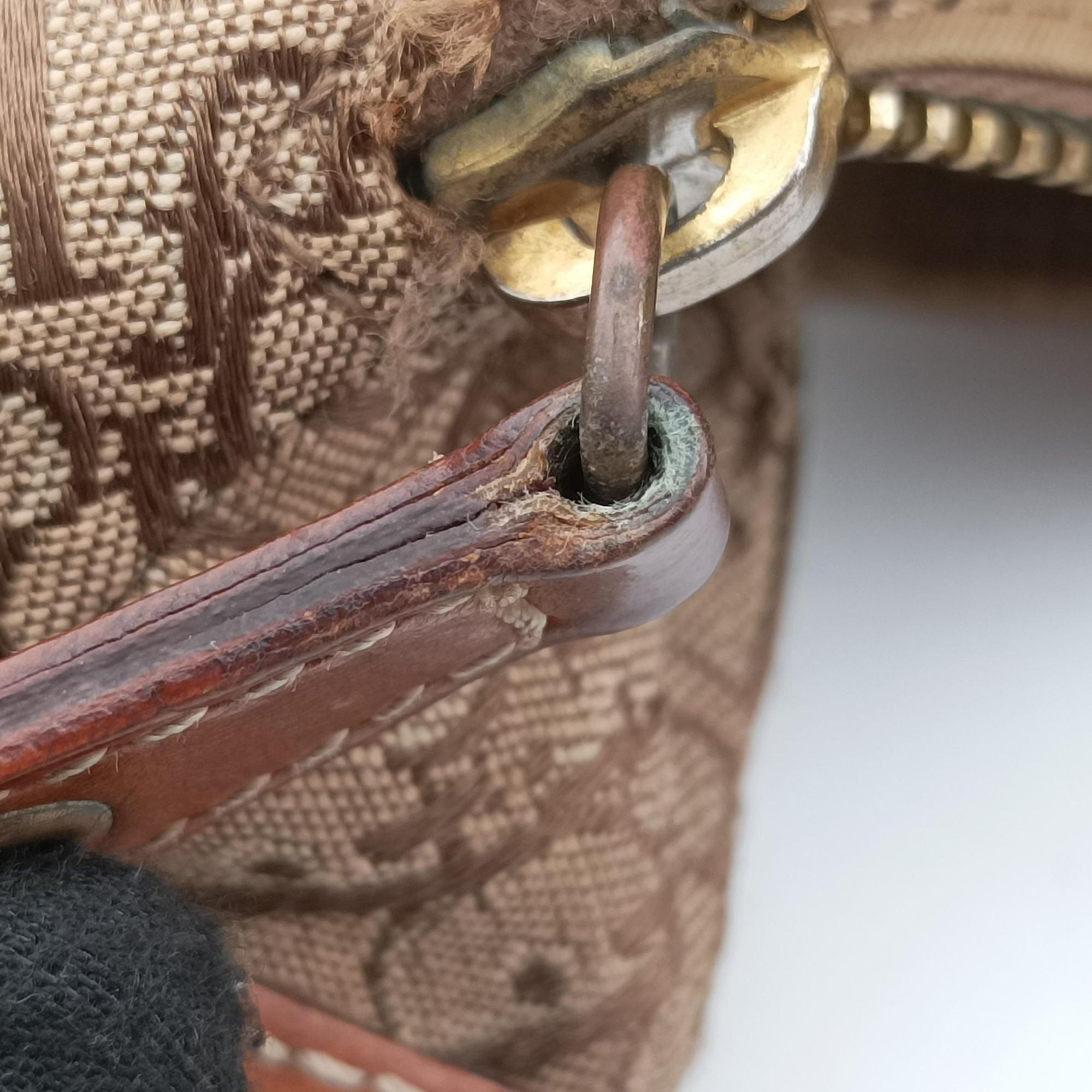 Secondhand Christian Dior Street Chic Beige×Camel canvasxleather  shoulderbag | stylenewstar