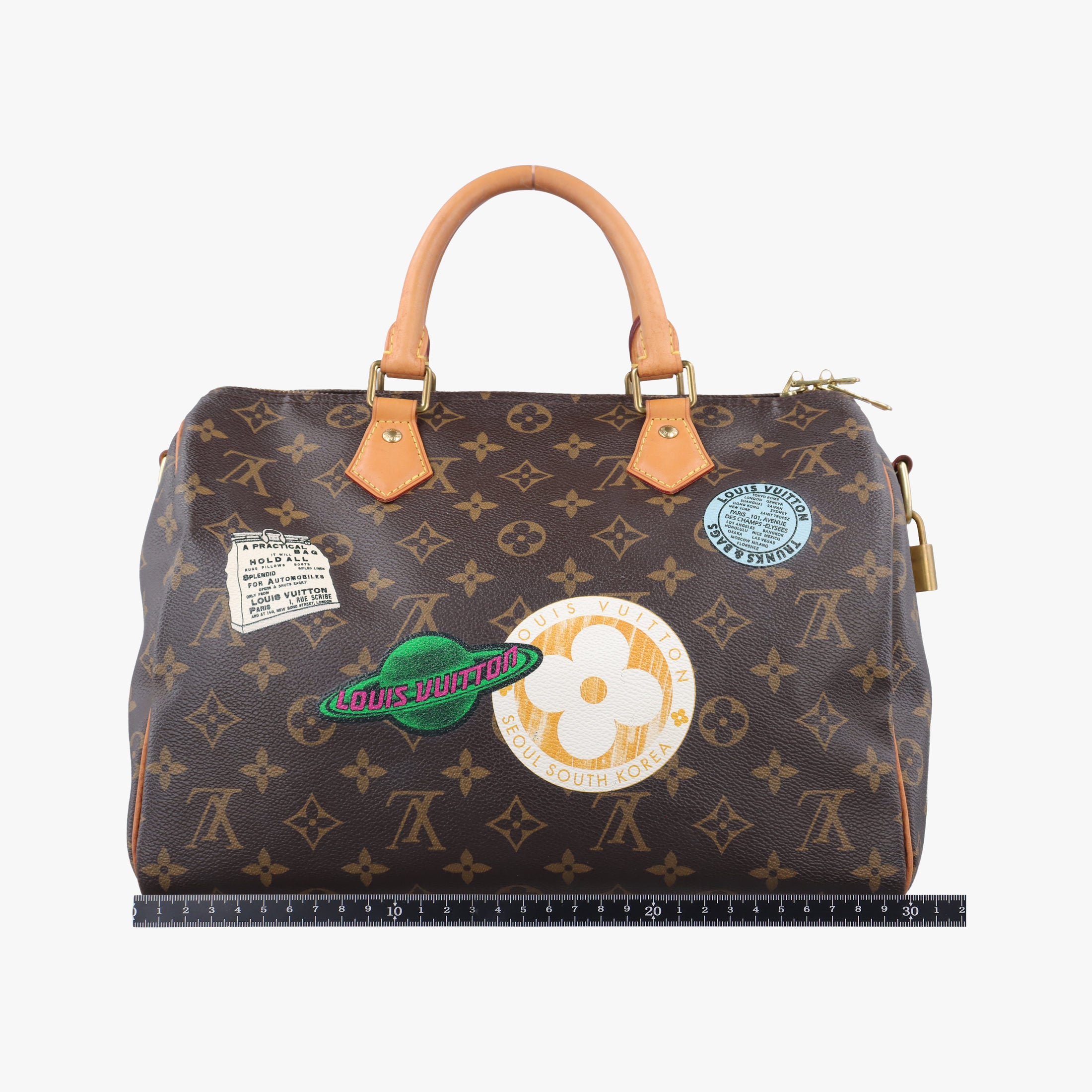 Pre-owned Louis Vuitton World Tour Edition Speedy Bandouliere 30 Brown×multi Monogram Canvas  shoulderbag | stylenewstar