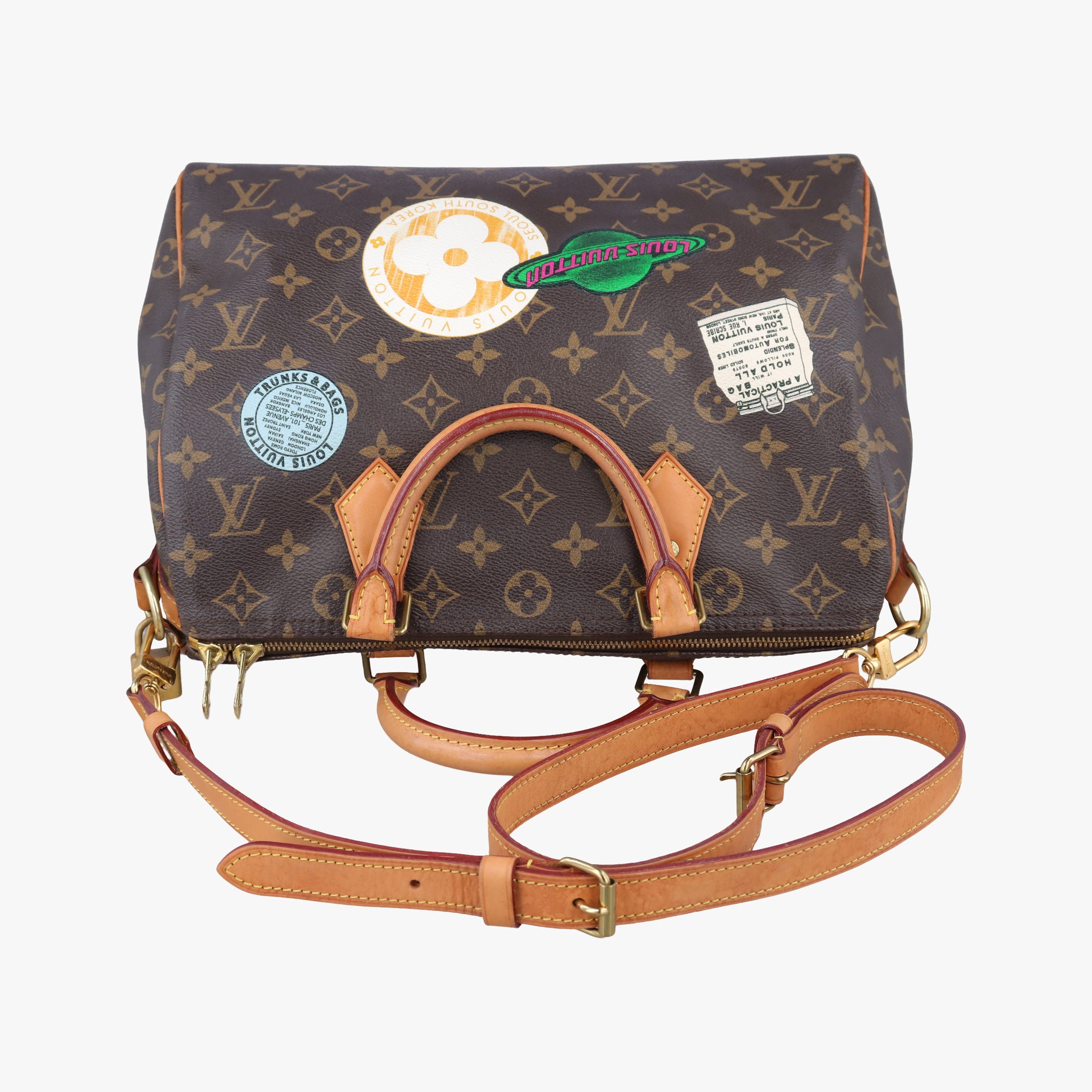 Pre-owned Louis Vuitton World Tour Edition Speedy Bandouliere 30 Brown×multi Monogram Canvas  shoulderbag | stylenewstar