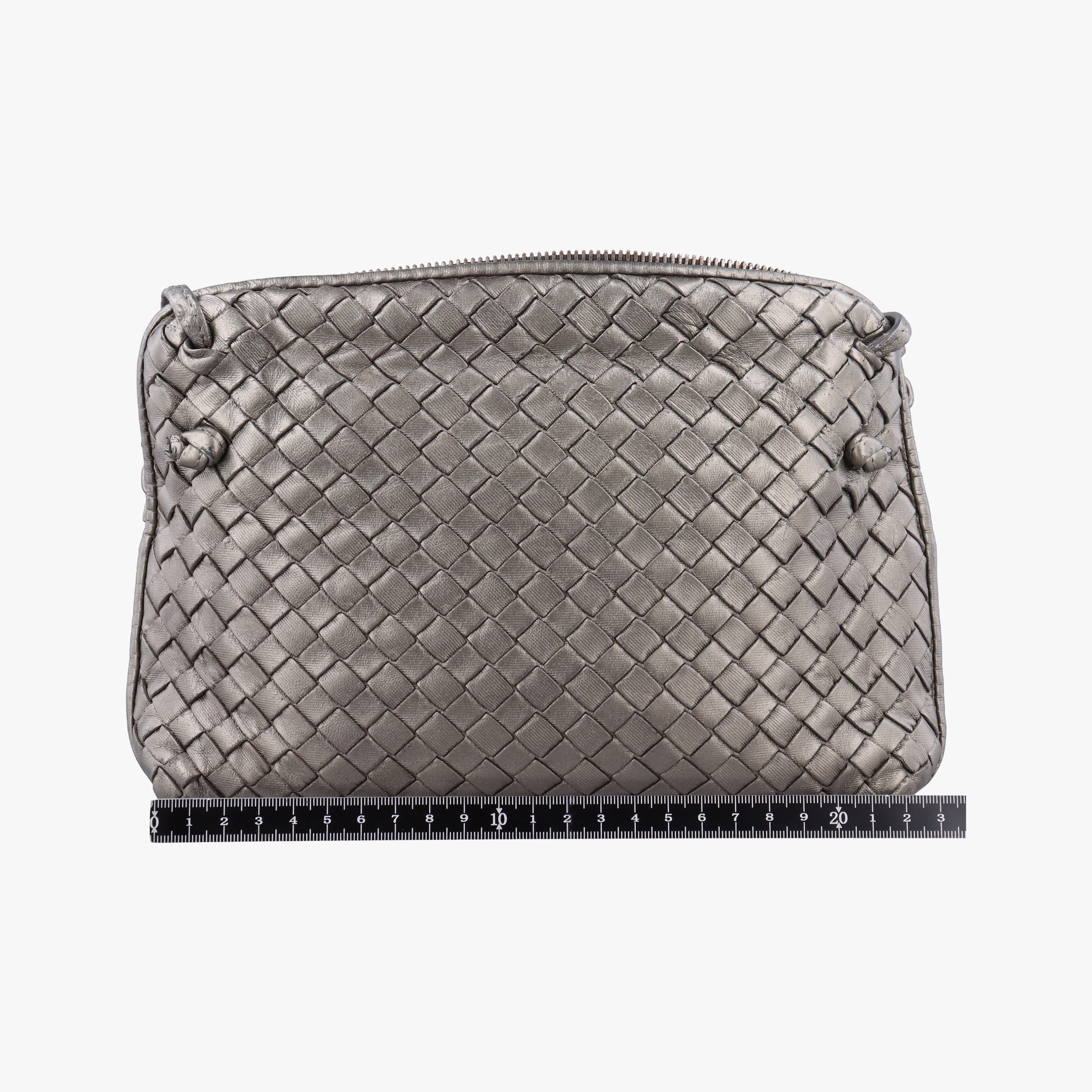 Pre-owned Bottega Veneta NODINI Intrecciato Silver Gray lambskin  shoulderbag | stylenewstar
