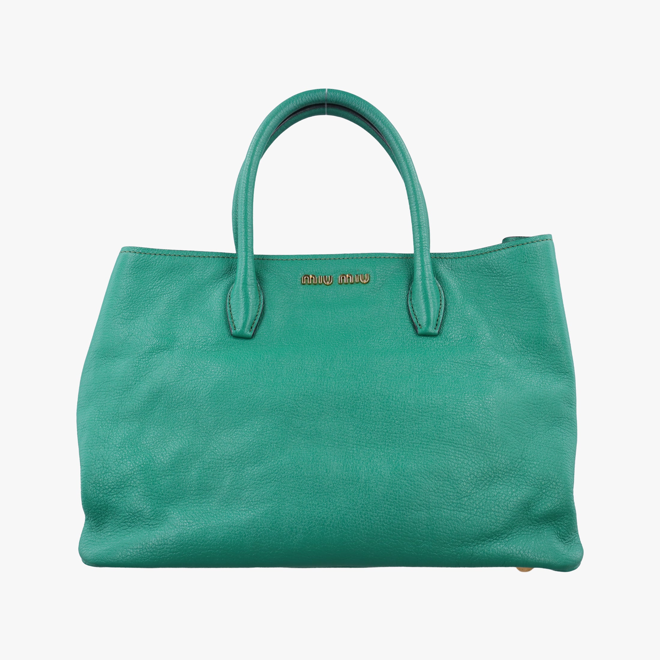 Pre-owned Miu Miu Vitello Caribu Green Leather RN0620 handbag | stylenewstar