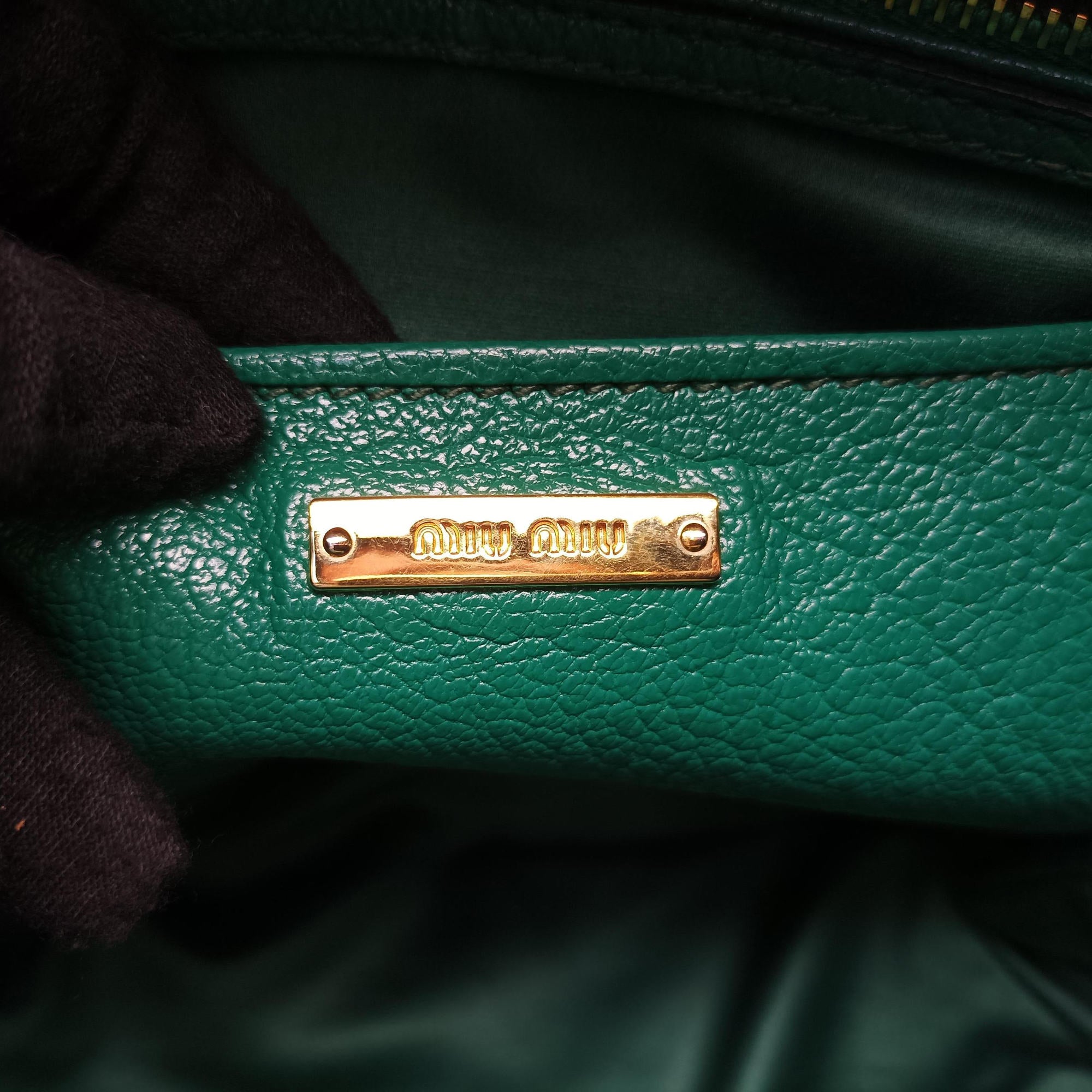 Pre-owned Miu Miu Vitello Caribu Green Leather RN0620 handbag | stylenewstar