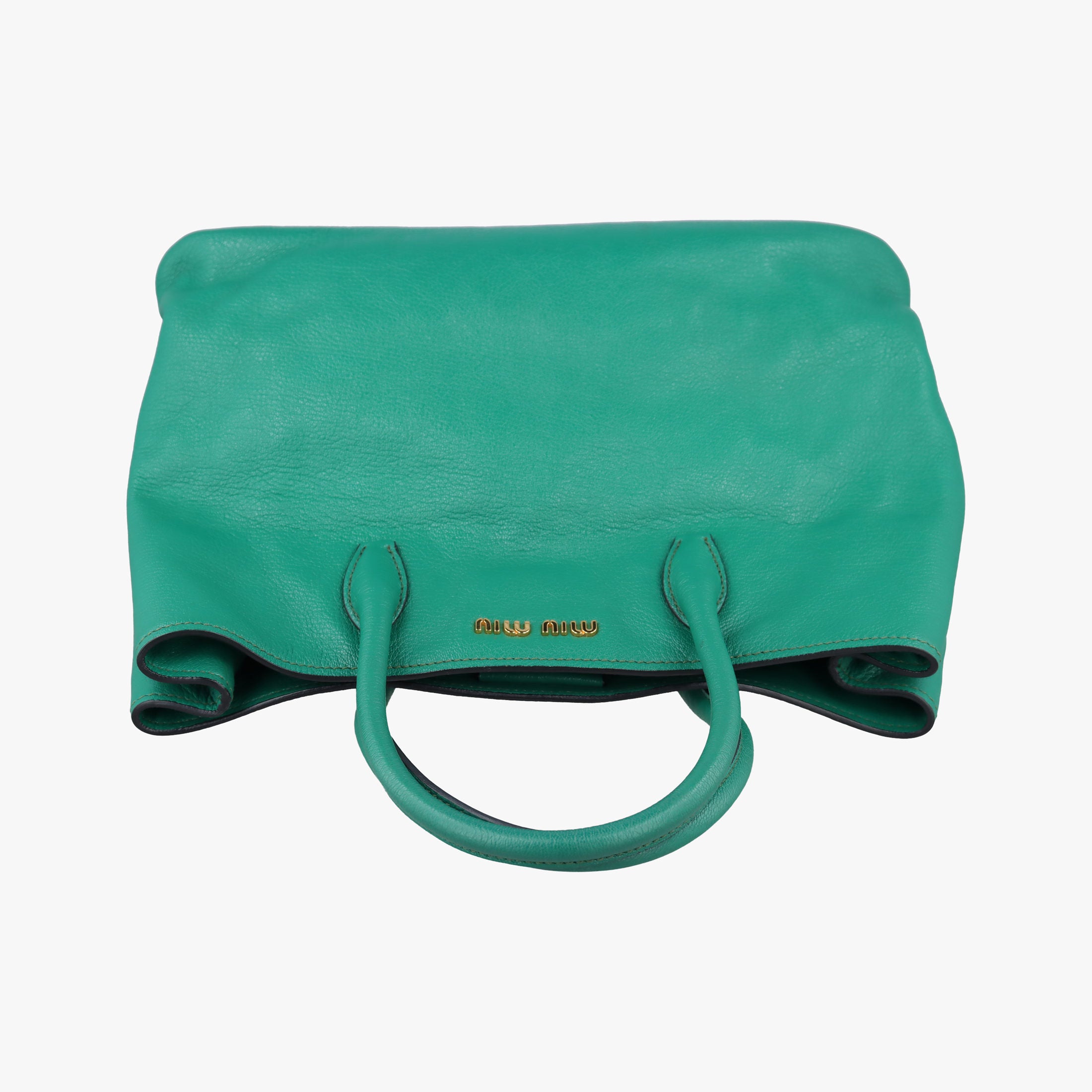 Pre-owned Miu Miu Vitello Caribu Green Leather RN0620 handbag | stylenewstar