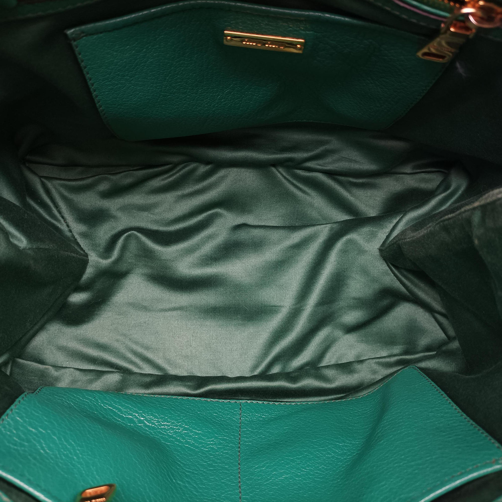 Pre-owned Miu Miu Vitello Caribu Green Leather RN0620 handbag | stylenewstar