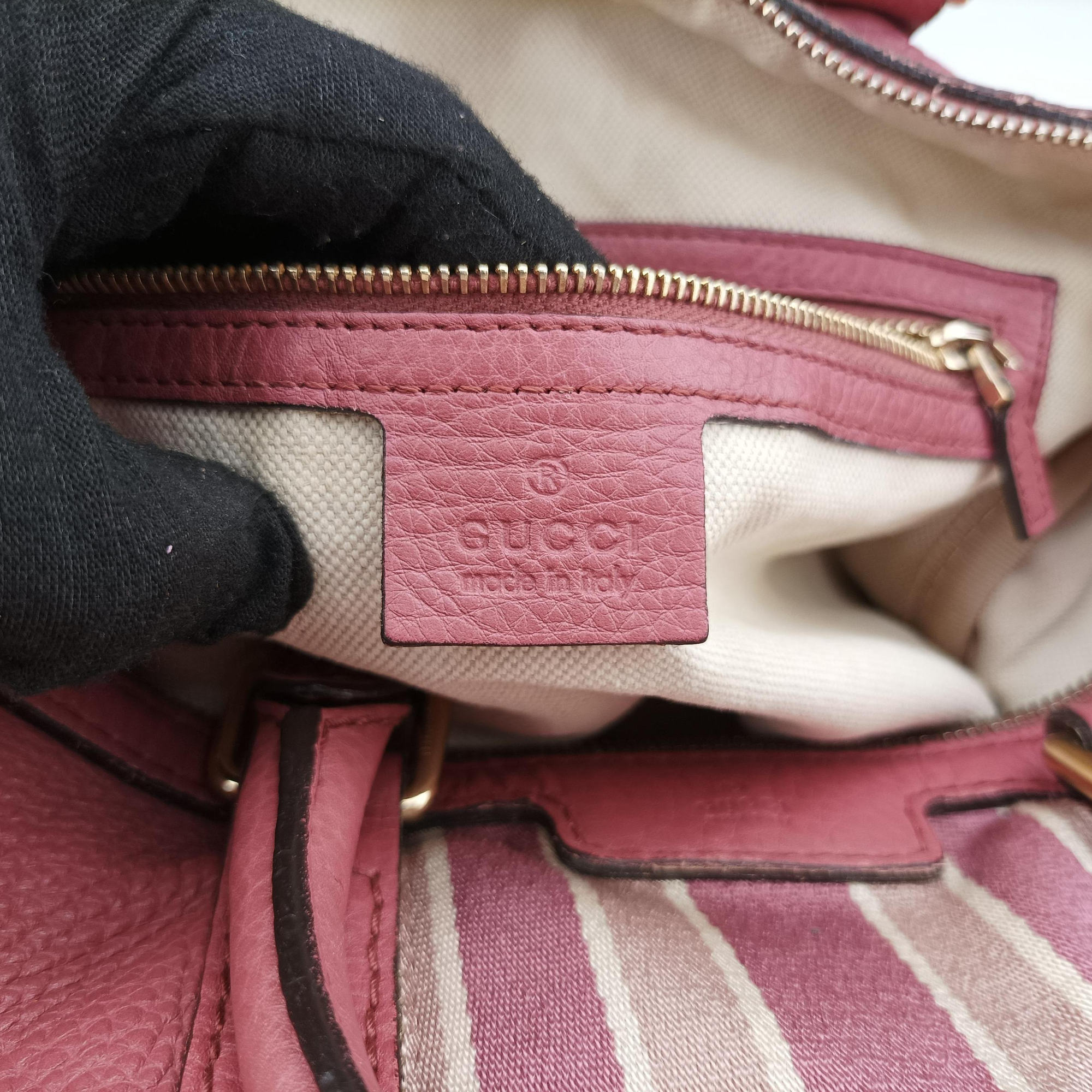 Pre-owned Gucci Sherry Line Pink Leather 247205 shoulderbag | stylenewstar