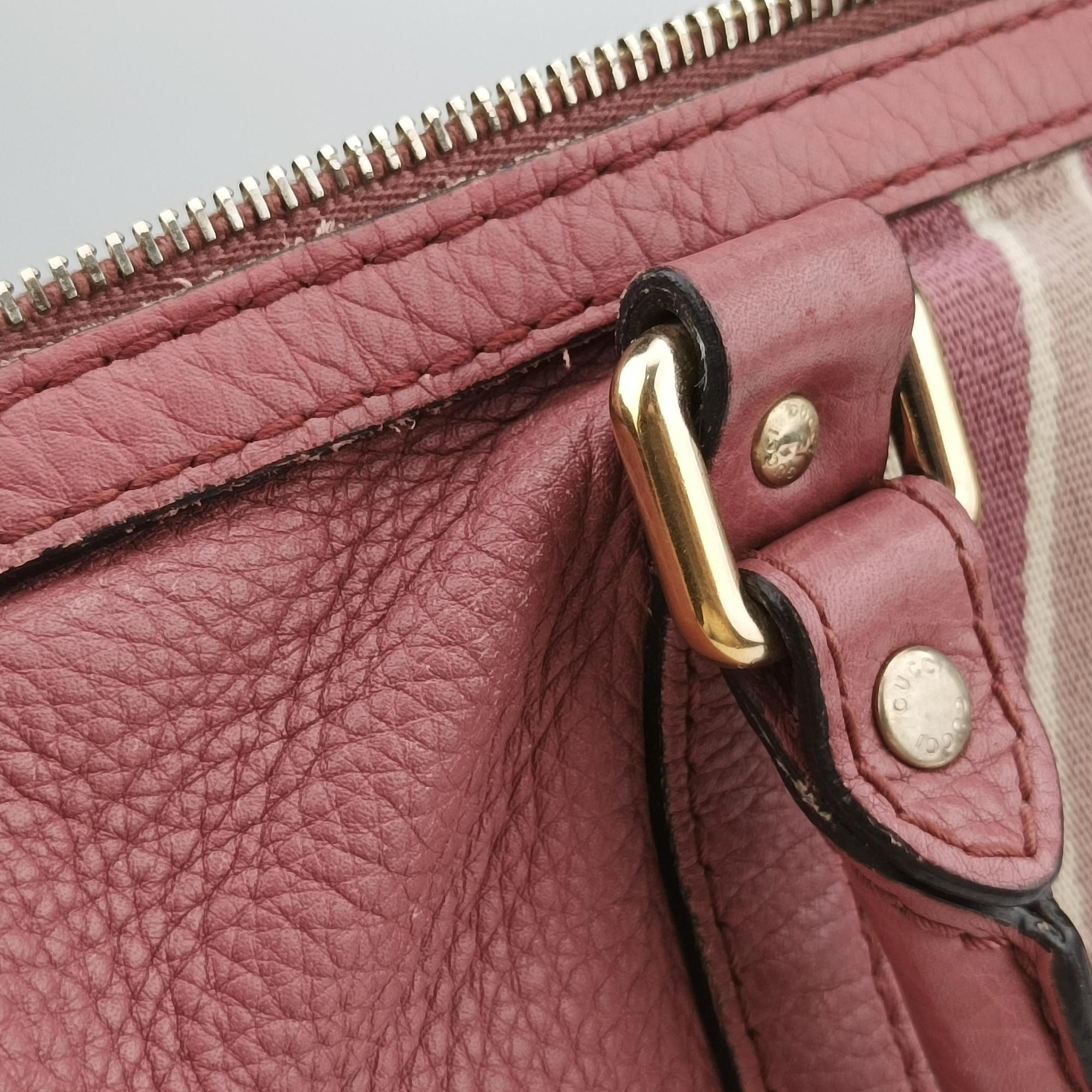 Pre-owned Gucci Sherry Line Pink Leather 247205 shoulderbag | stylenewstar