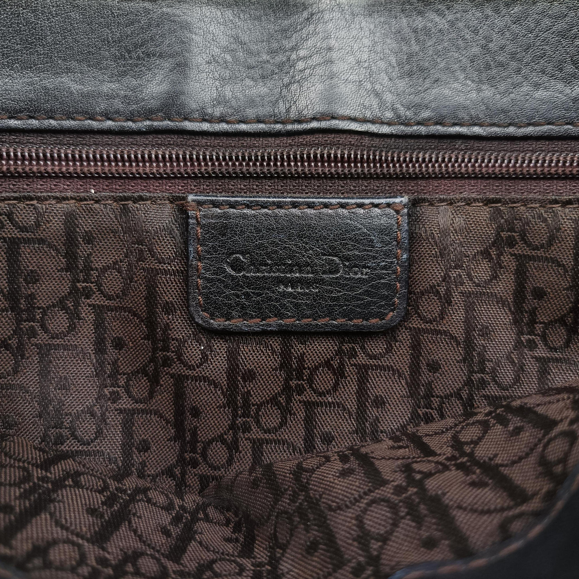 Pre-owned Christian Dior Saddle Black Leather  shoulderbag | stylenewstar