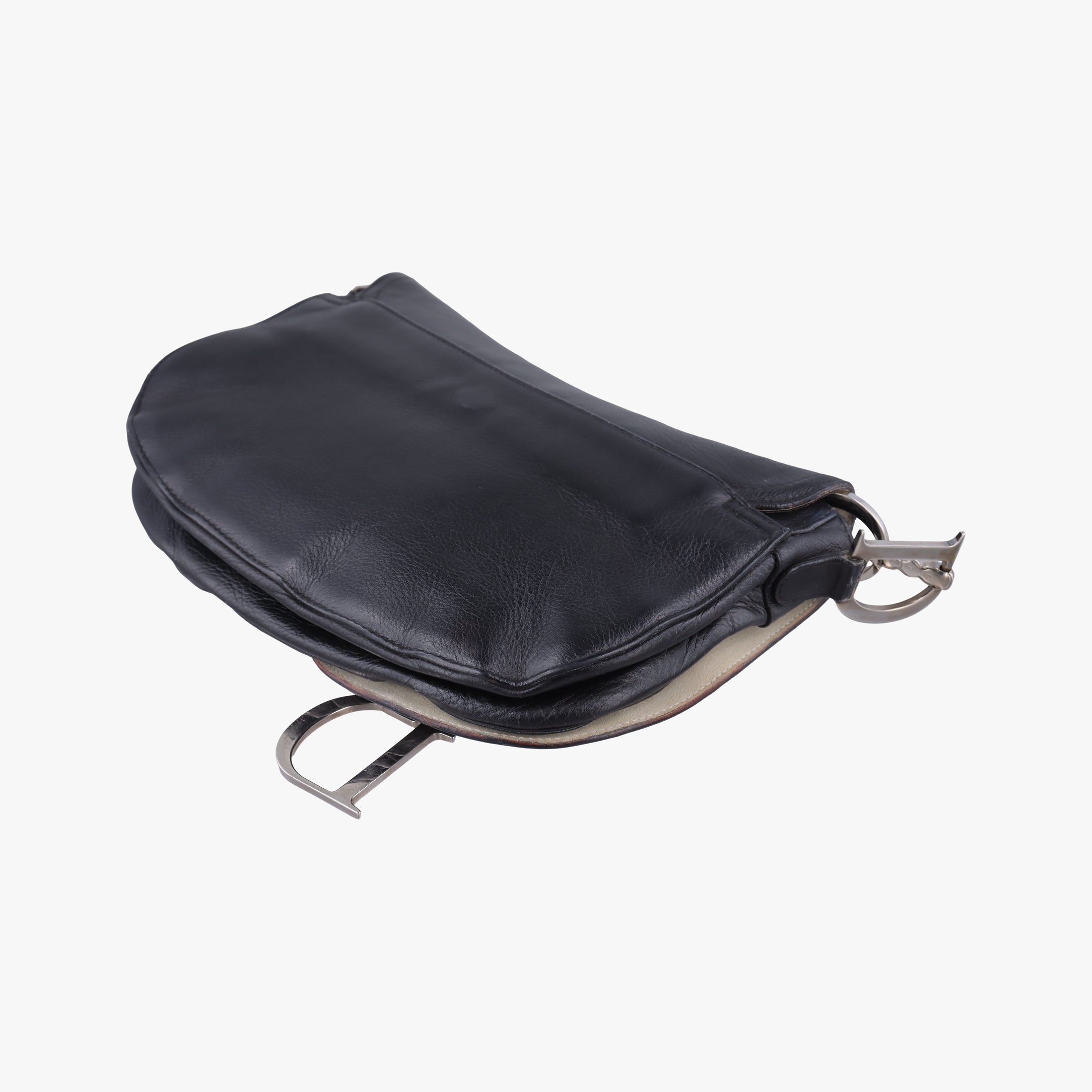 Pre-owned Christian Dior Saddle Black Leather  shoulderbag | stylenewstar