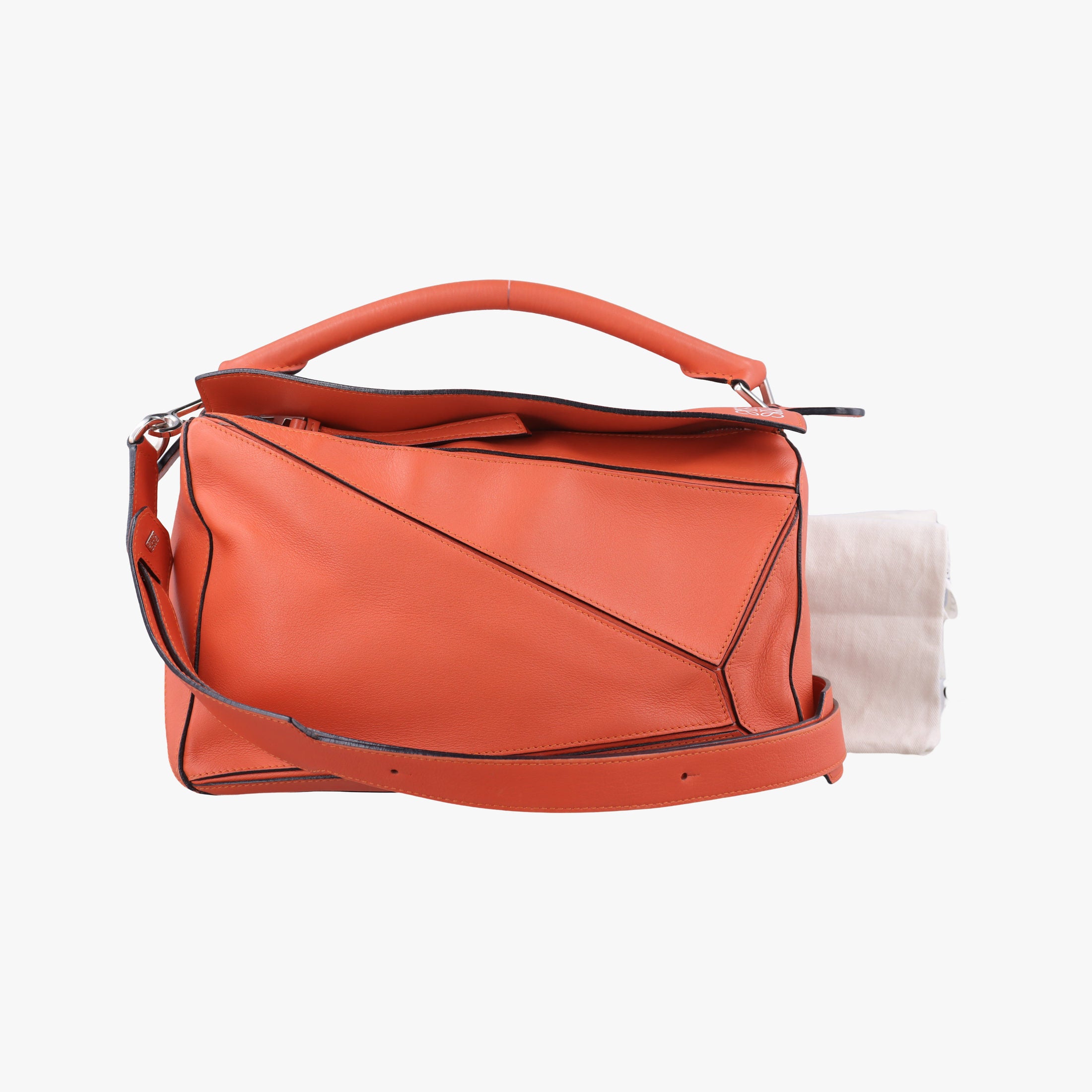 Pre-owned Loewe Puzzle Bag Medium Orange Leather  shoulderbag | stylenewstar