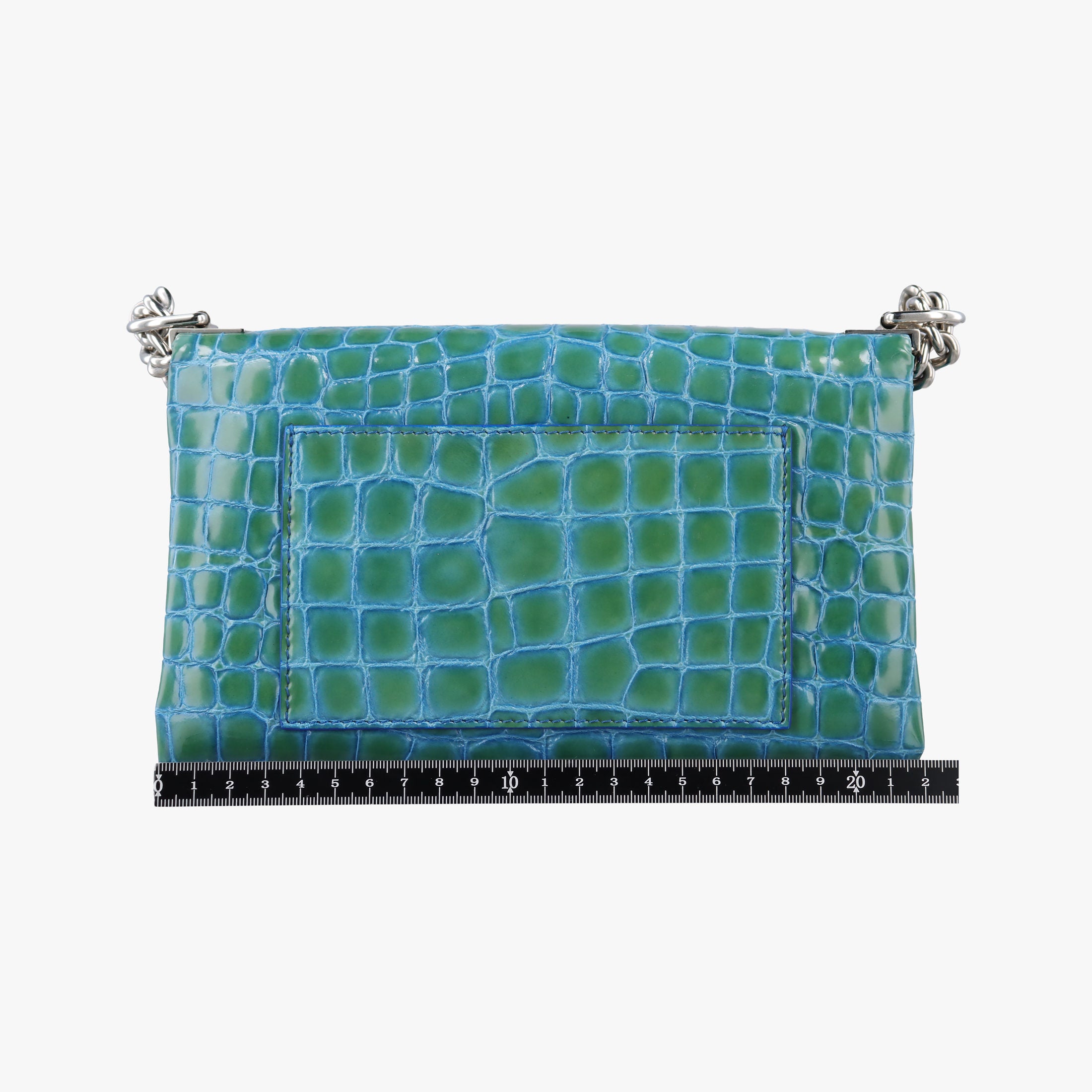Pre-owned VERSACE La Medusa Blue Croc-Effect Embossed Calf Leather  shoulderbag | stylenewstar