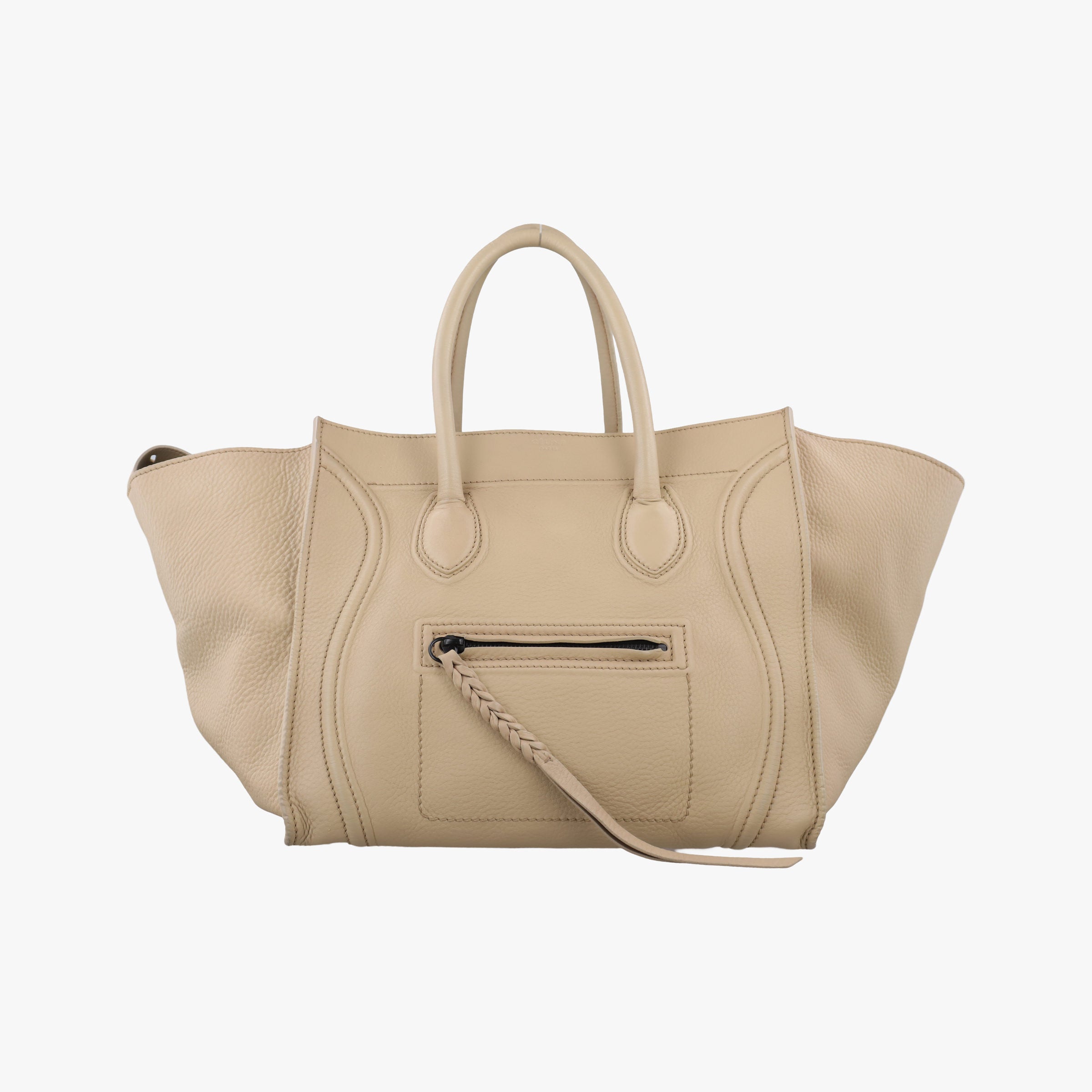 Pre-owned Celine Luggage Small Square Phantom Beige Leather  handbag | stylenewstar