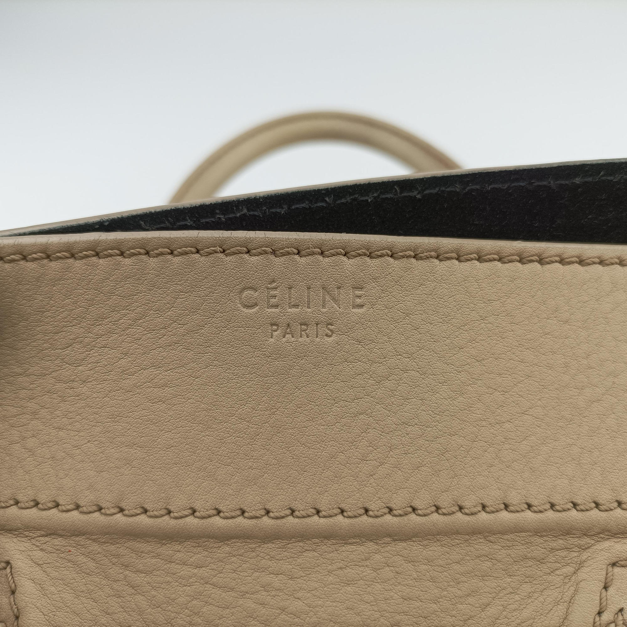 Pre-owned Celine Luggage Small Square Phantom Beige Leather  handbag | stylenewstar