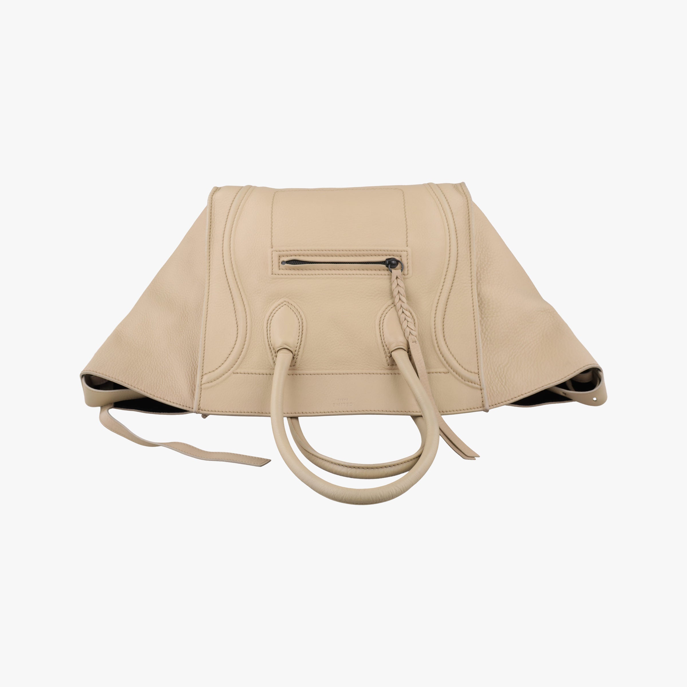 Pre-owned Celine Luggage Small Square Phantom Beige Leather  handbag | stylenewstar