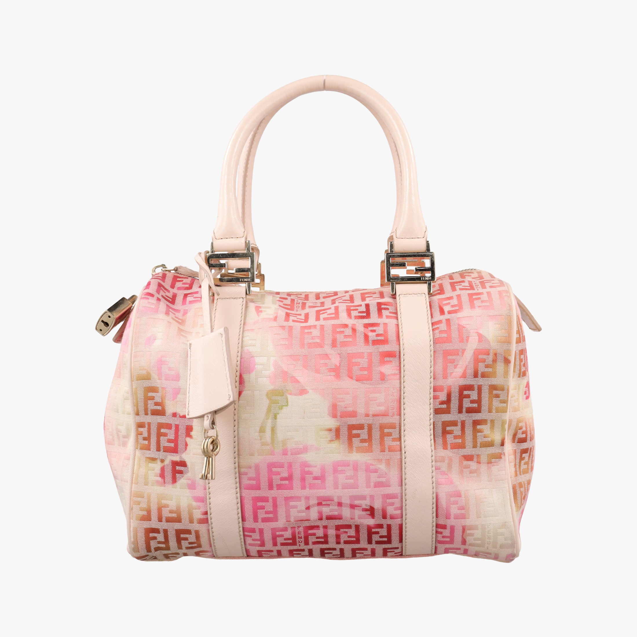 Vintage Fendi Zucchino Forever Bauletto Pink×Multicolour canvas×leather 8BL068 handbag | stylenewstar