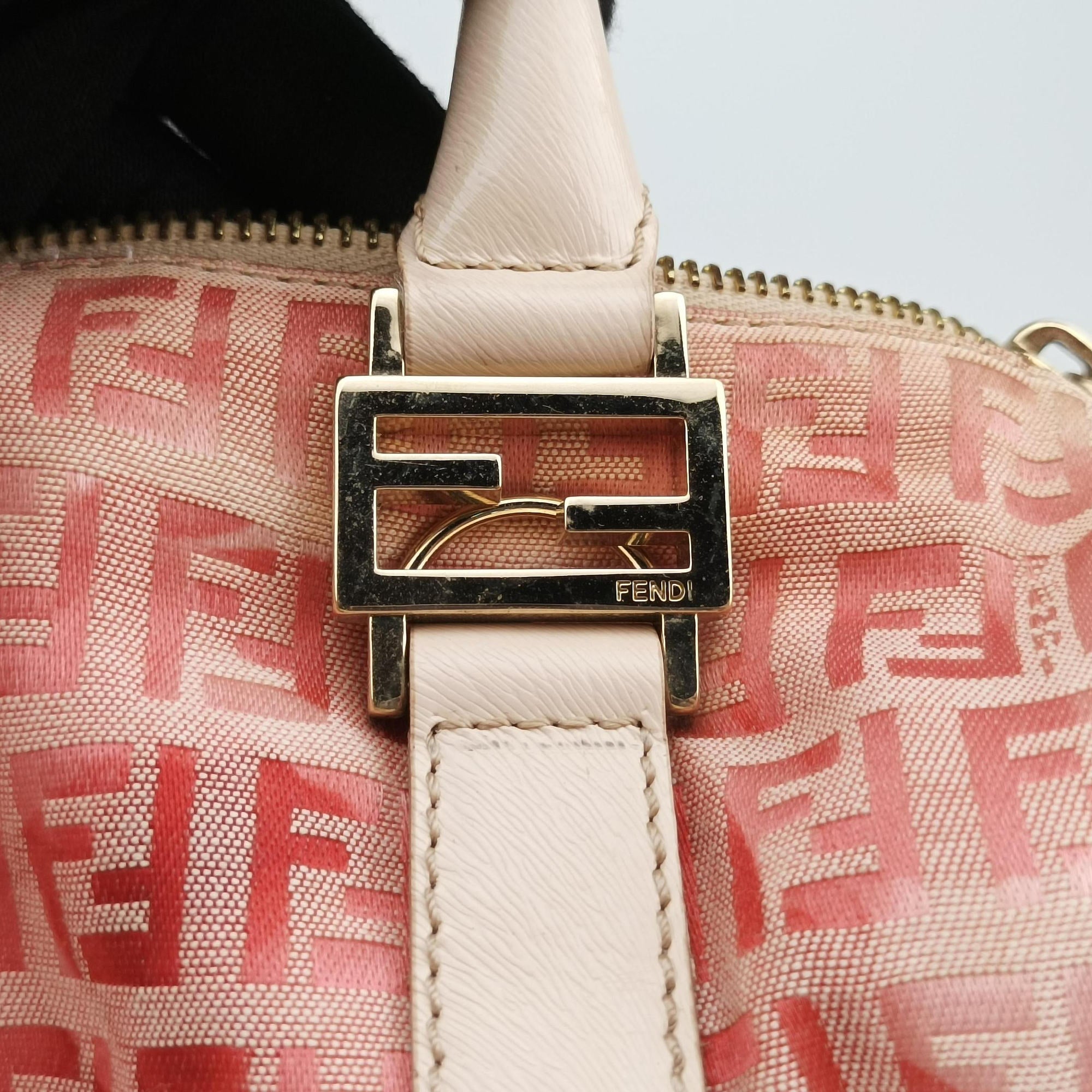 Vintage Fendi Zucchino Forever Bauletto Pink×Multicolour canvas×leather 8BL068 handbag | stylenewstar