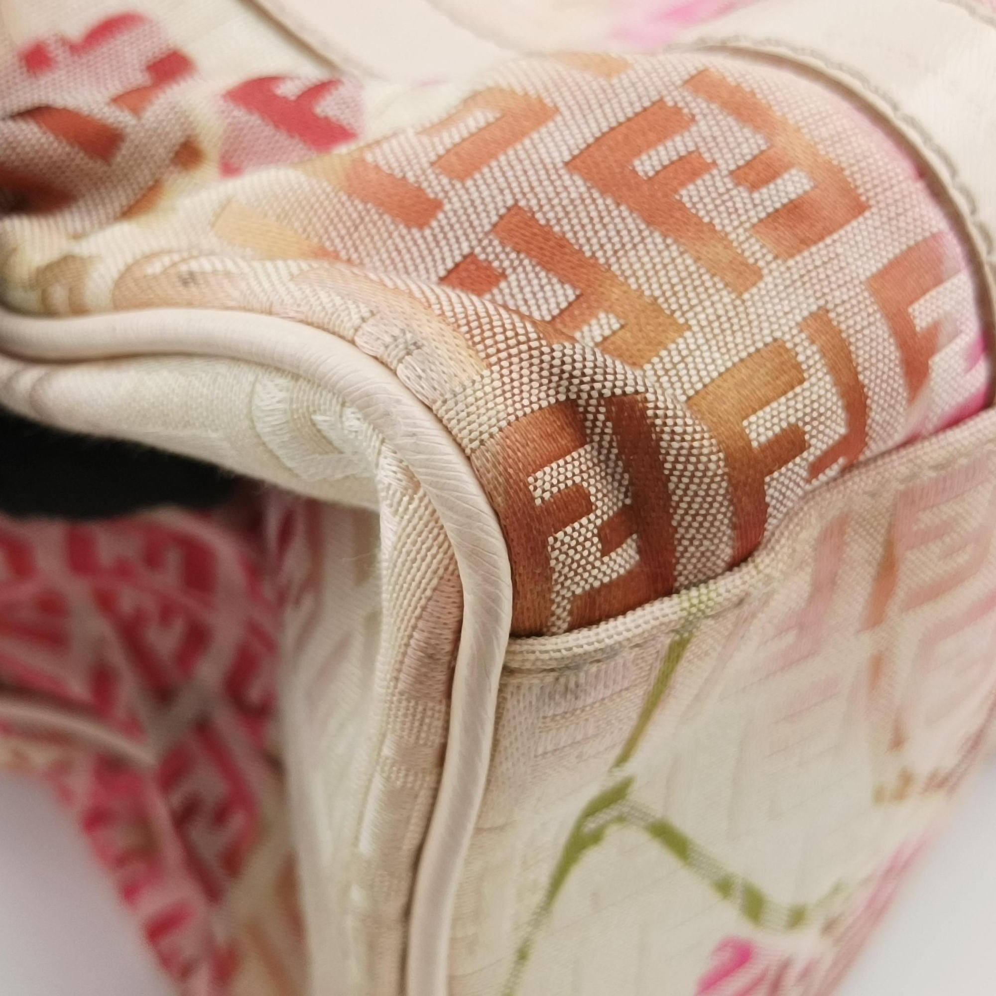 Vintage Fendi Zucchino Forever Bauletto Pink×Multicolour canvas×leather 8BL068 handbag | stylenewstar