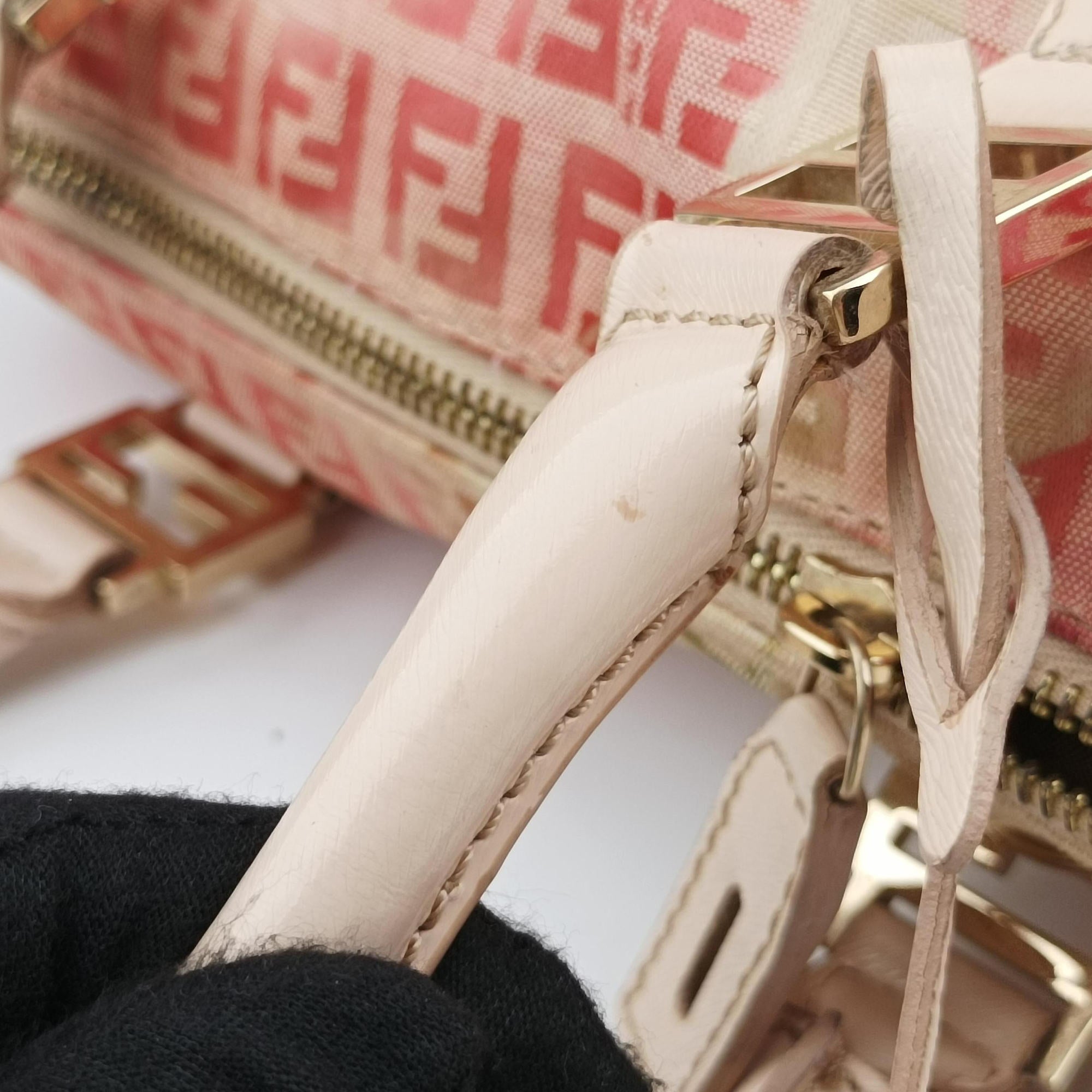 Vintage Fendi Zucchino Forever Bauletto Pink×Multicolour canvas×leather 8BL068 handbag | stylenewstar