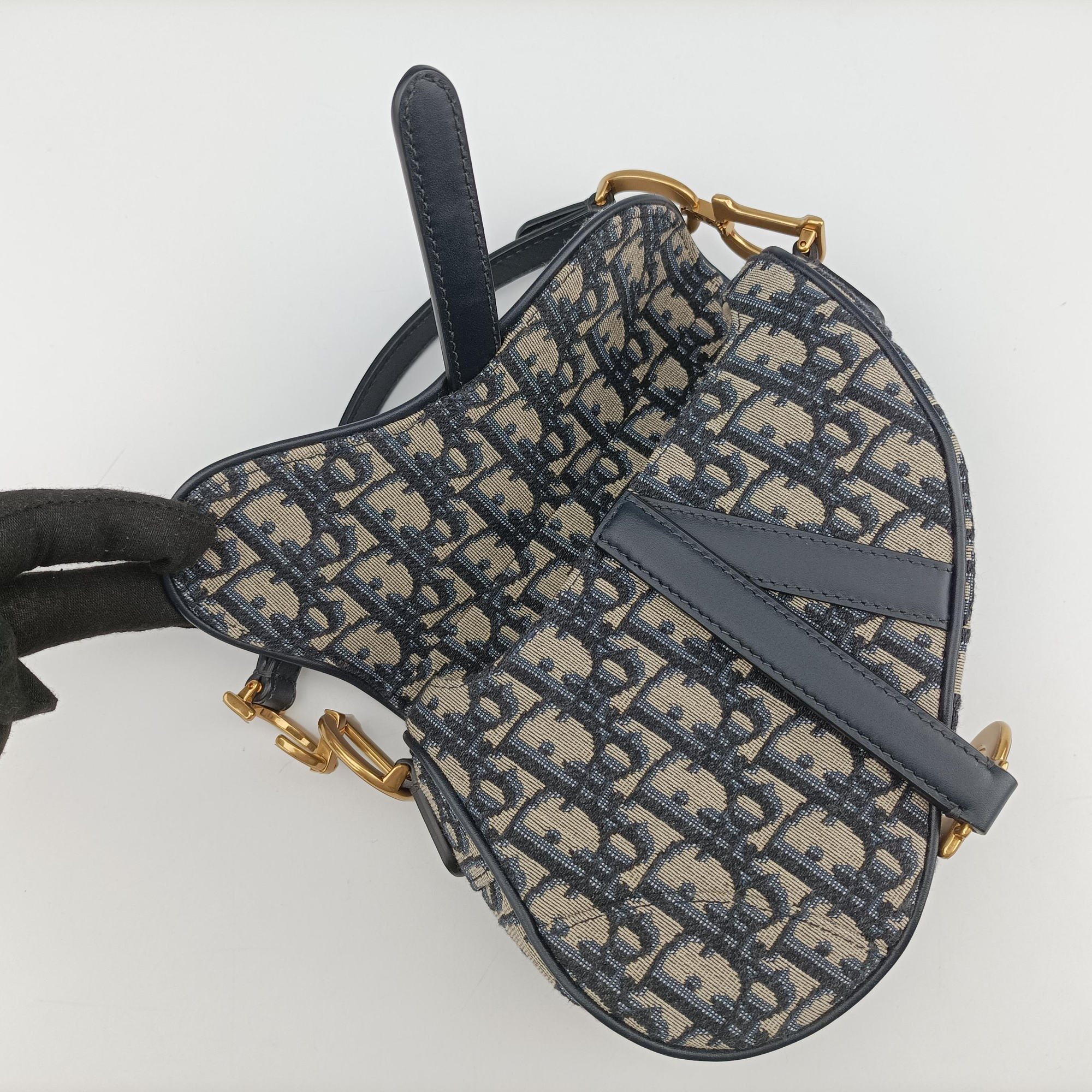 Vintage Christian Dior Saddle Navy Jacquard  handbag | stylenewstar