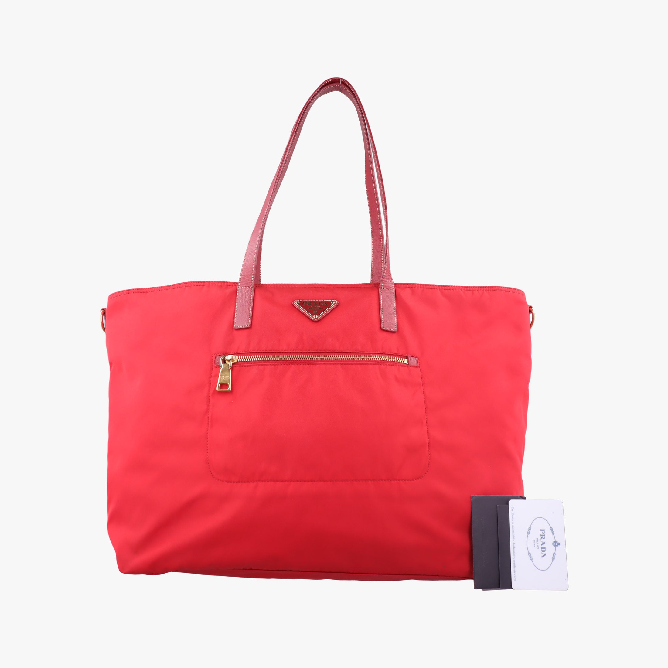 Pre-owned Prada Triangle Logo Red nylon  shoulderbag | stylenewstar
