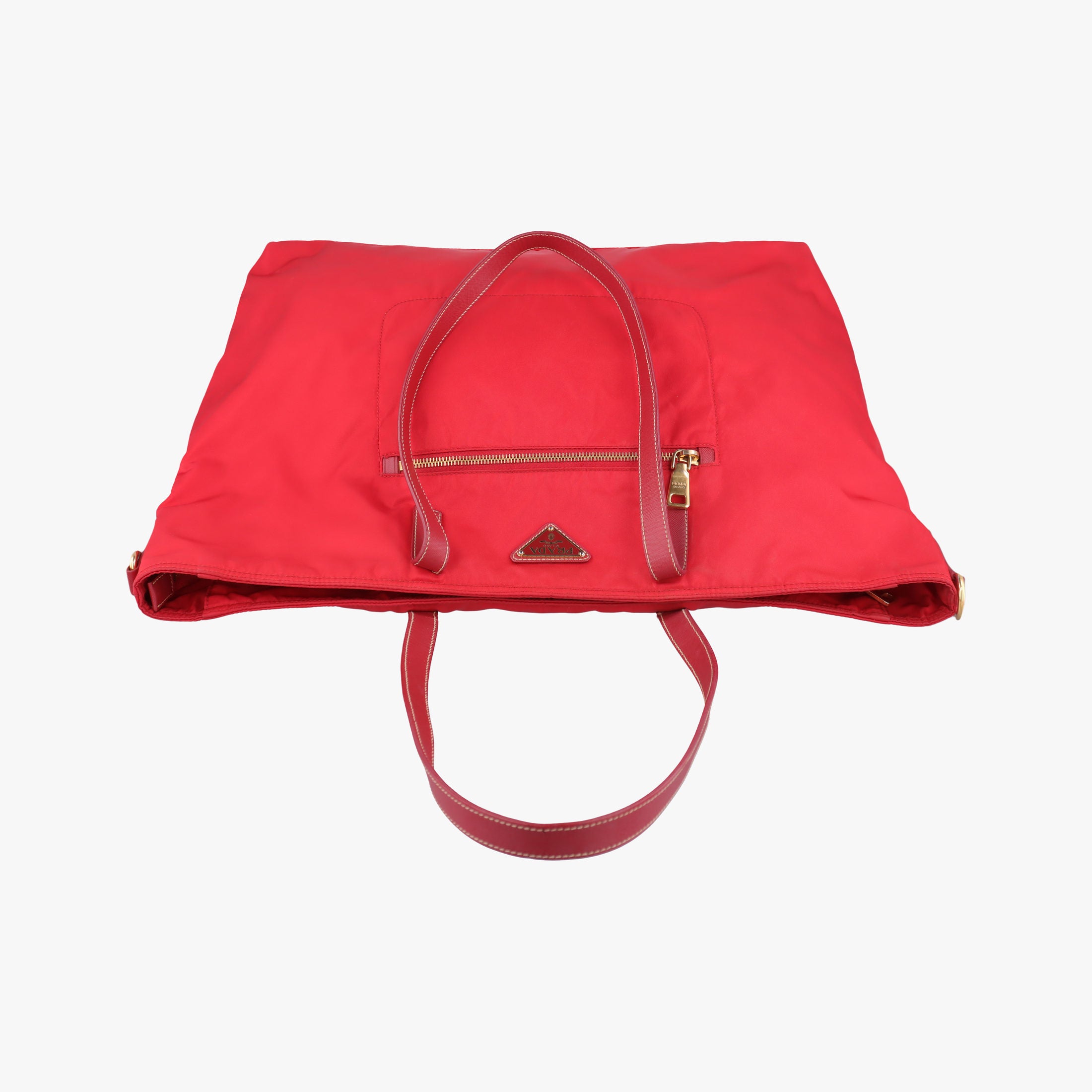 Pre-owned Prada Triangle Logo Red nylon  shoulderbag | stylenewstar