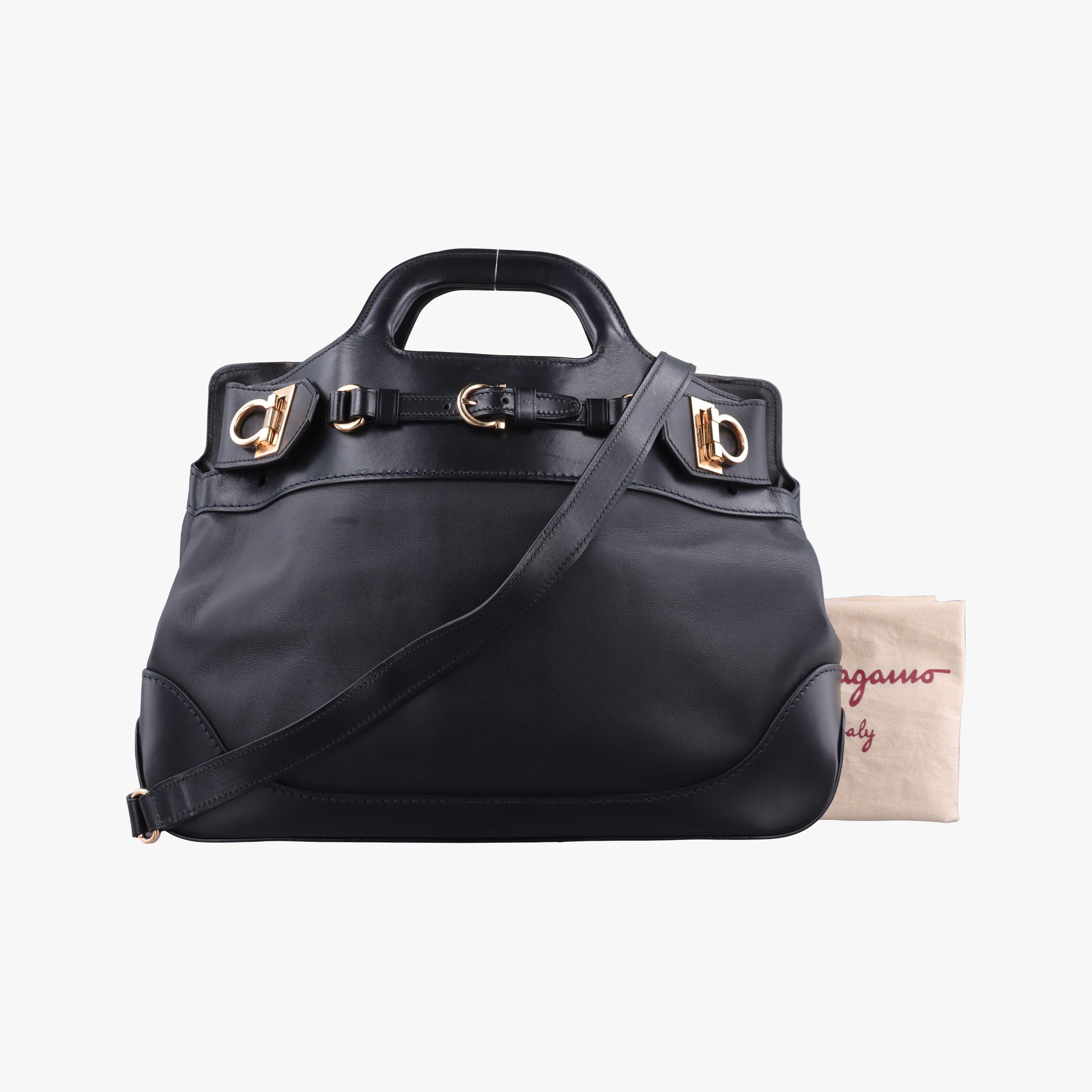 Pre-owned Ferragamo Wanda Black Leather  shoulderbag | stylenewstar