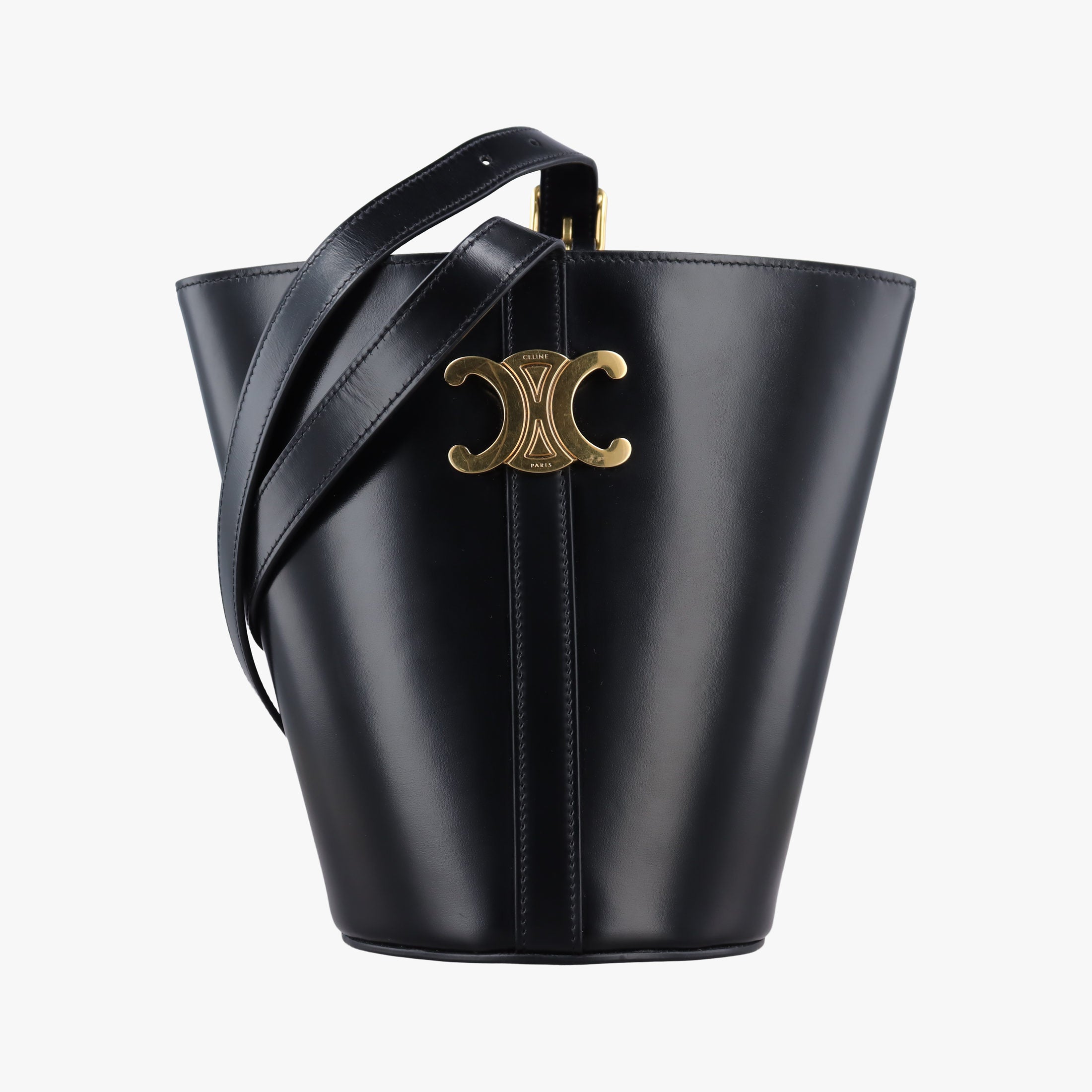 Pre-owned Celine Small Bucket Cuir Triomphe Black Smooth Calfskin 110423 shoulderbag | stylenewstar