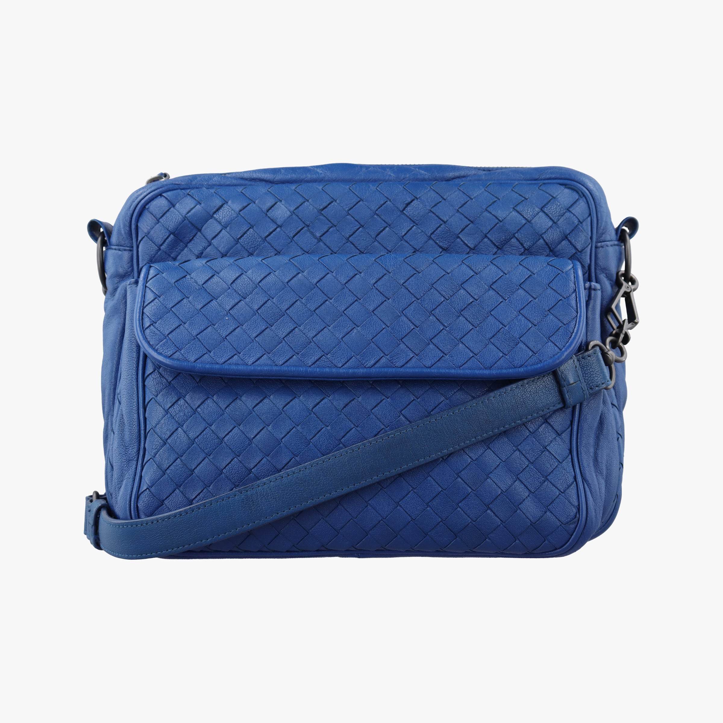 Pre-owned Bottega Veneta Intrecciato Blue lambskin  shoulderbag | stylenewstar