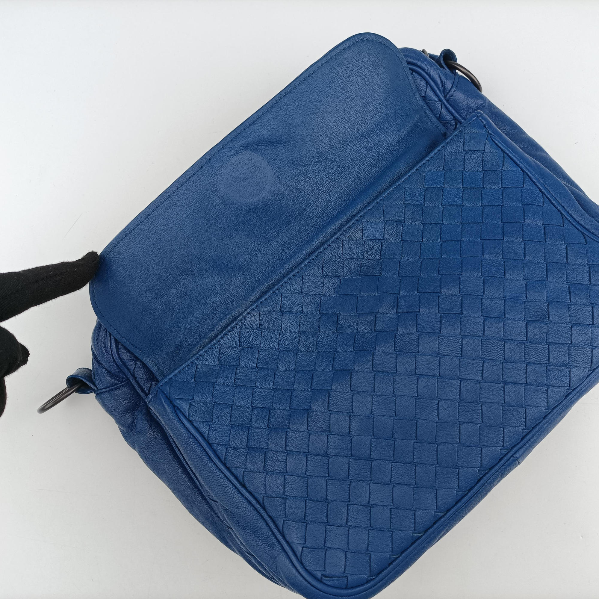 Pre-owned Bottega Veneta Intrecciato Blue lambskin  shoulderbag | stylenewstar